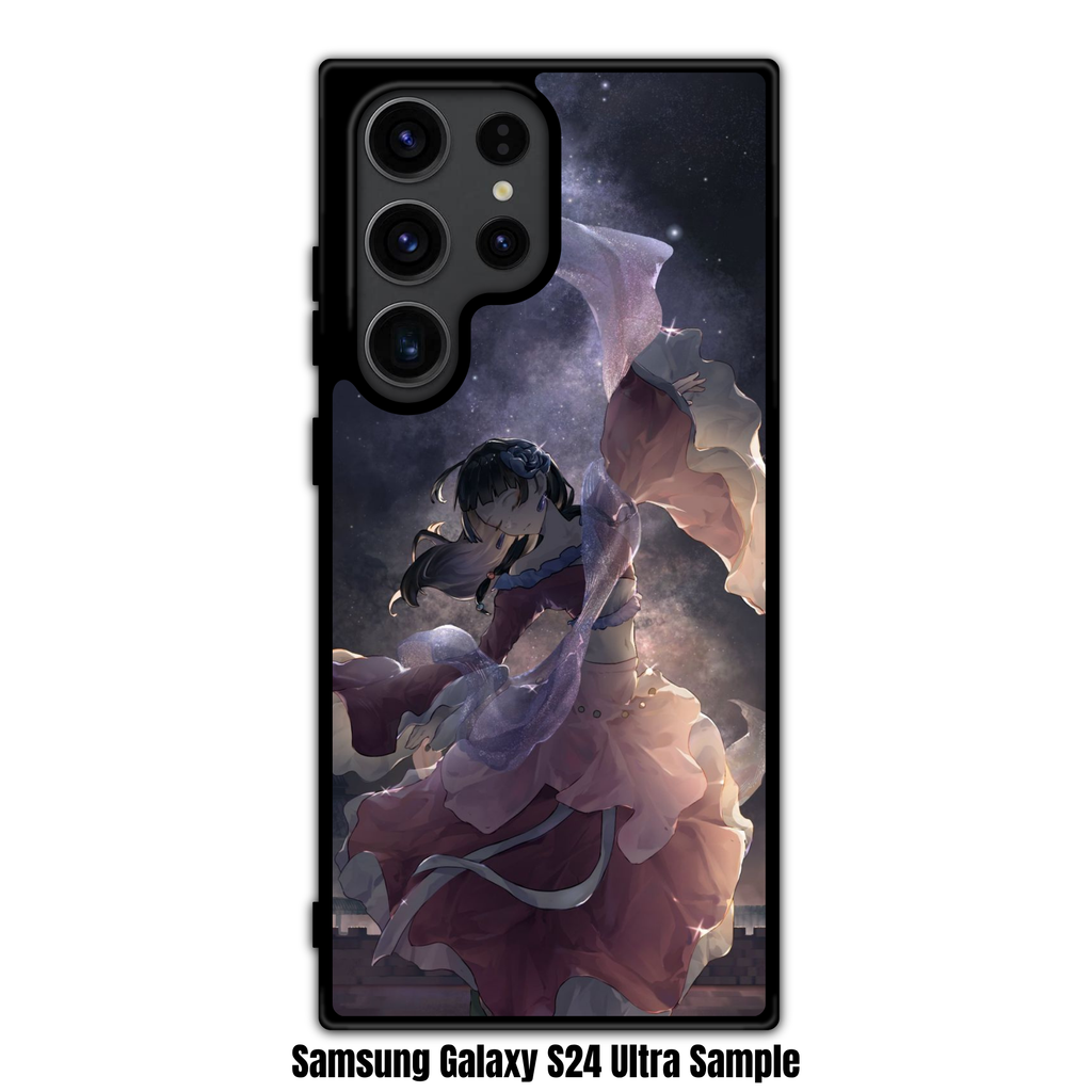 The Apothecary Diaries Maomao Phone Case For iPhone Samsung Galaxy Pixel - Maomao Dancing In A Flowing Pink Dress Under A Starry Night Sky Background