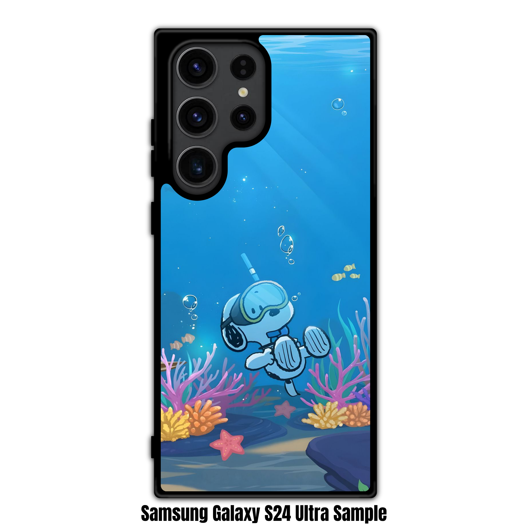 Peanuts Snoopy Phone Case For iPhone Samsung Galaxy Pixel - Peanuts Scuba Snoopy Diving Near Coral Reef In Blue Ocean Background