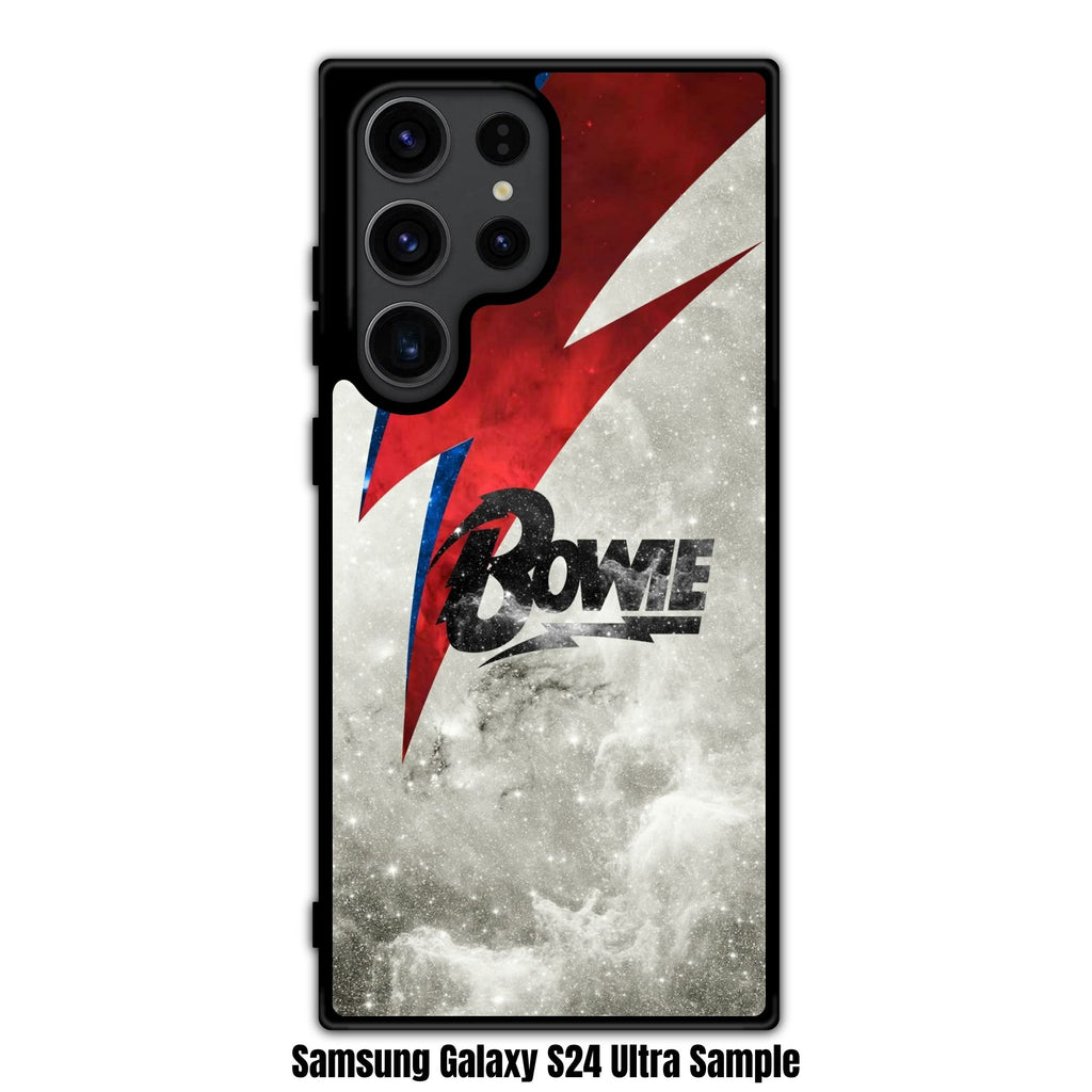 David Bowie Phone Case For iPhone Samsung Galaxy Pixel - David Bowie Aladdin Sane Lightning Bolt Typography On Galaxy Background