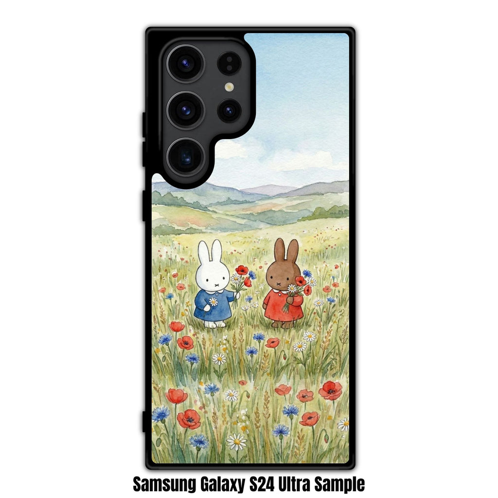 Miffy Phone Case For iPhone Samsung Galaxy Pixel - Miffy And Melanie In Flower Field Watercolor Background