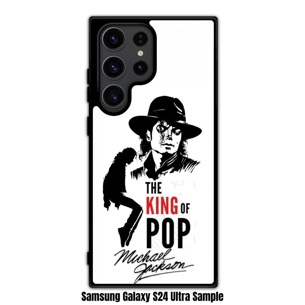 Michael Jackson Phone Case For iPhone Samsung Galaxy Pixel - The King Of Pop Title With Michael Jackson Portrait In White Background