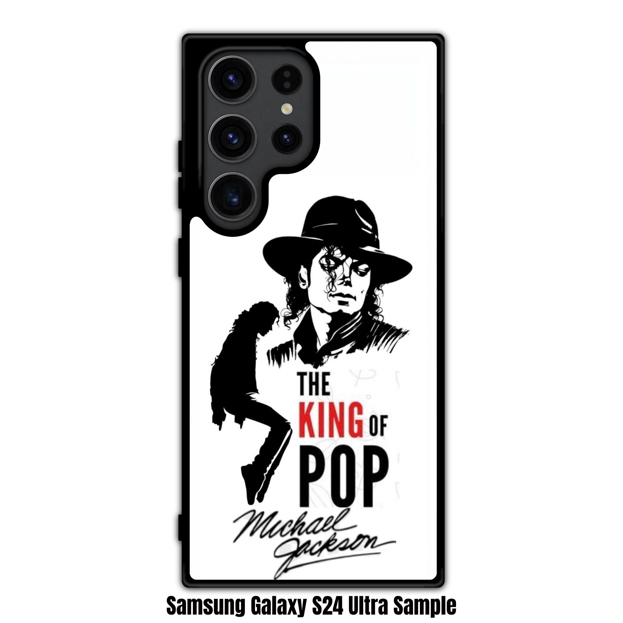 Michael Jackson Phone Case For iPhone Samsung Galaxy Pixel - The King Of Pop Title With Michael Jackson Portrait In White Background