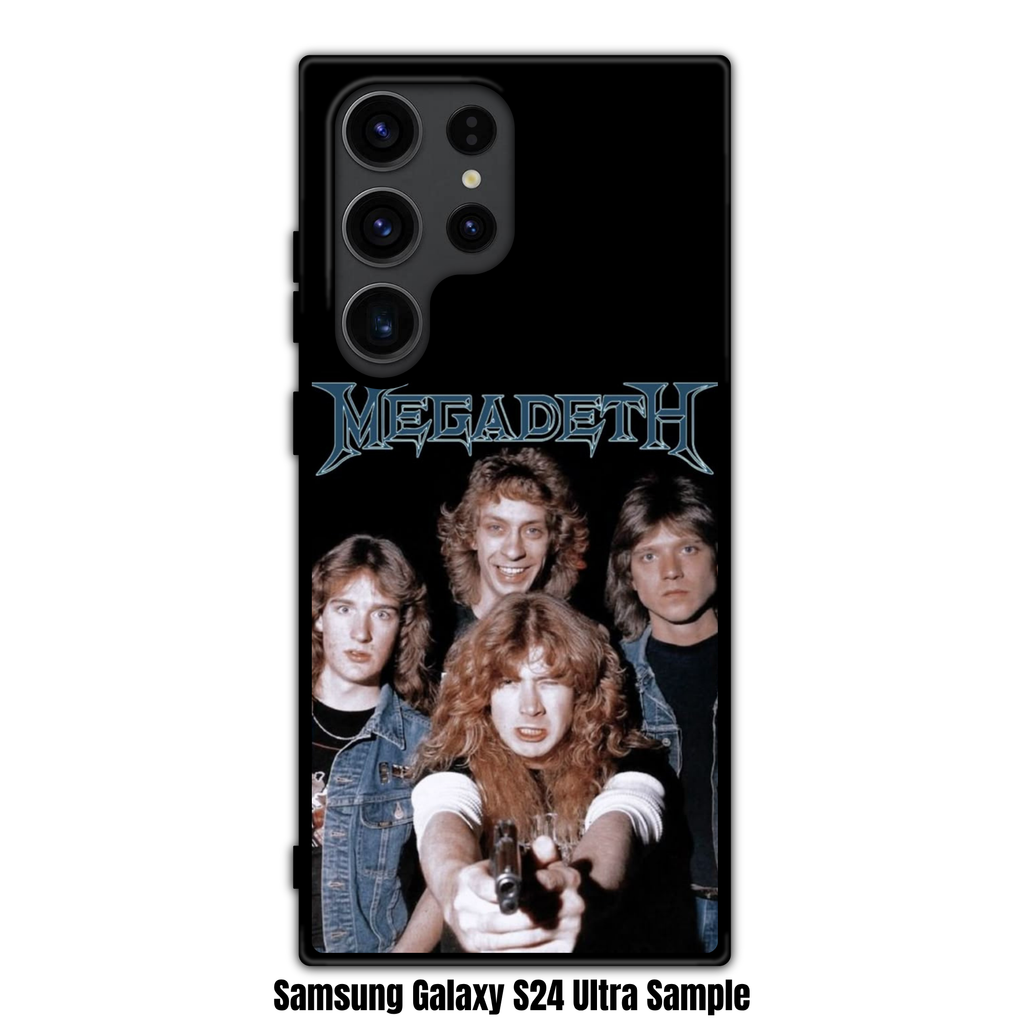 Megadeth Phone Case For iPhone Samsung Galaxy Pixel - Megadeth Band Members And Logo On Black Background Wallpaper