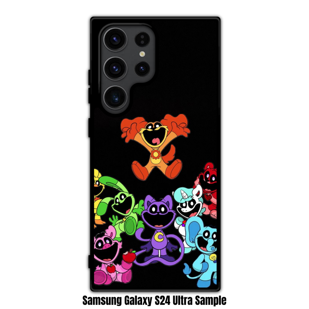 Poppy Playtime Phone Case For iPhone Samsung Galaxy Pixel - Smiling Critters On Black Background
