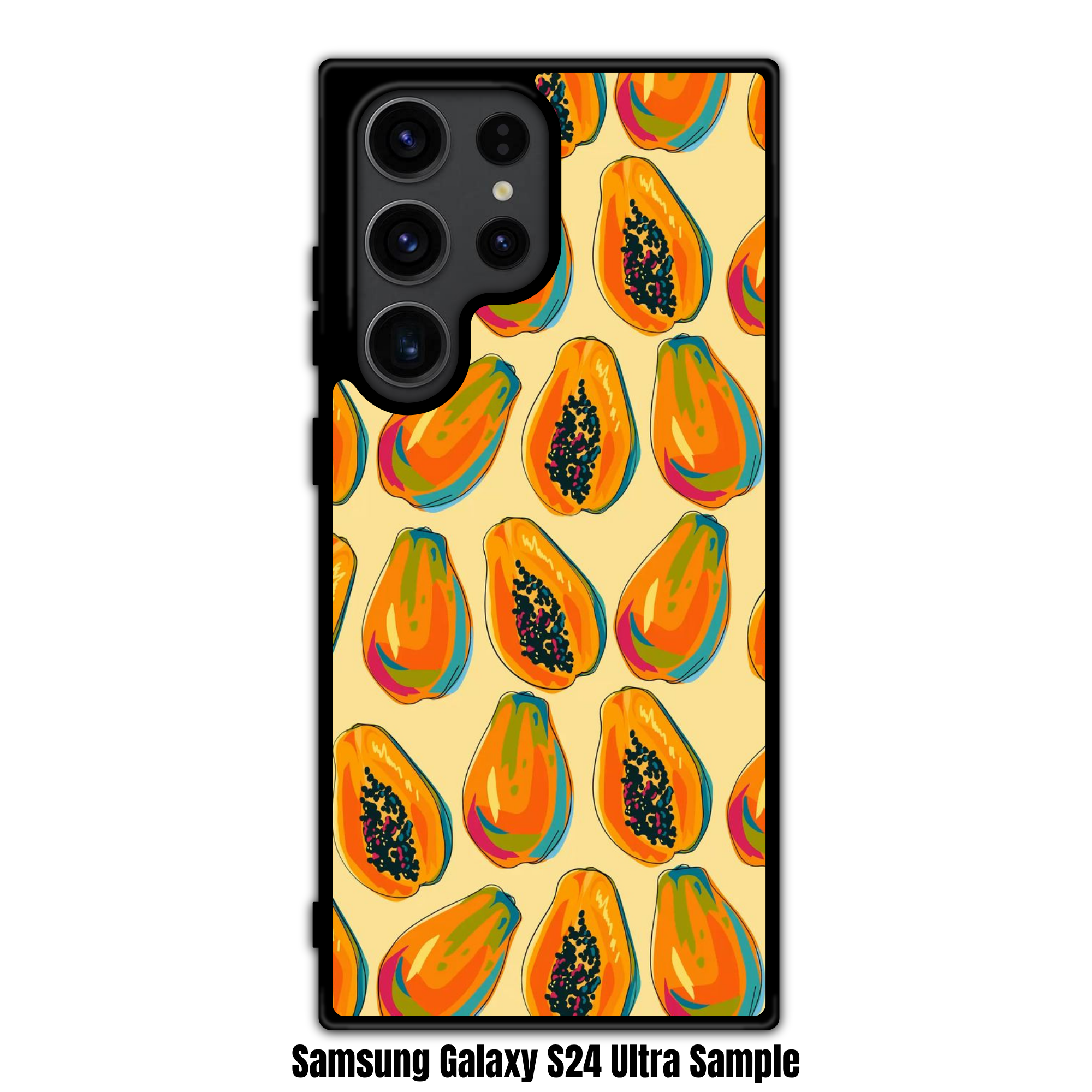 Papaya Pattern Phone Case For iPhone Samsung Galaxy Pixel - Vibrant Papaya Pattern In Cream Background