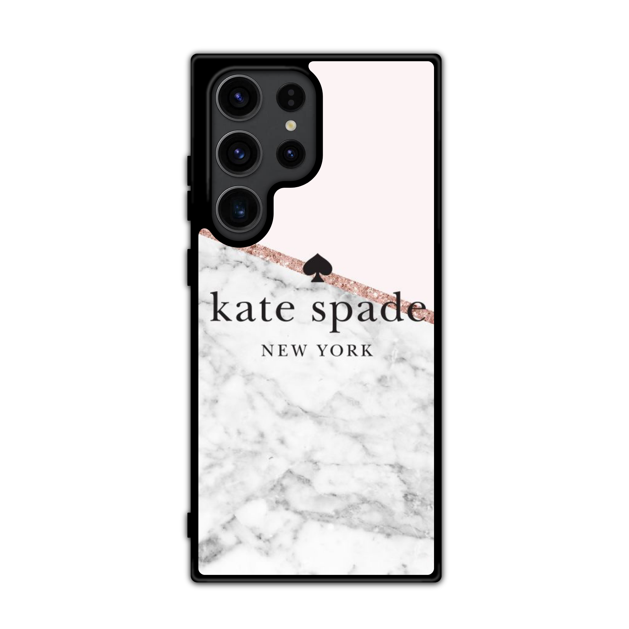 Kate Spade Phone Case For iPhone Samsung Galaxy Pixel - Kate Spade White Marble Pink Glitter