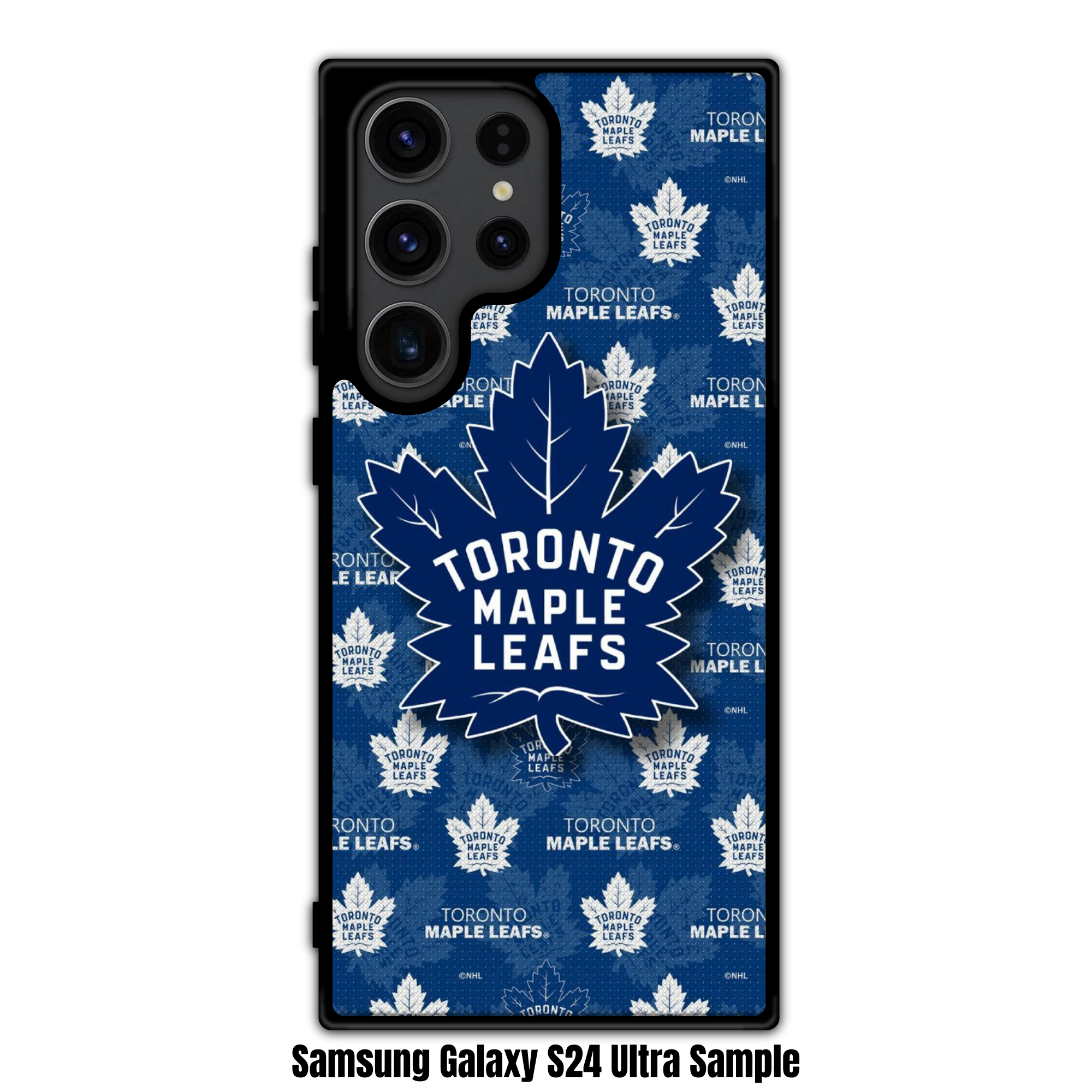 NHL Toronto Maple Leafs Phone Case For iPhone Samsung Galaxy Pixel - Toronto Maple Leafs Logos And Wordmarks Pattern On Blue Background