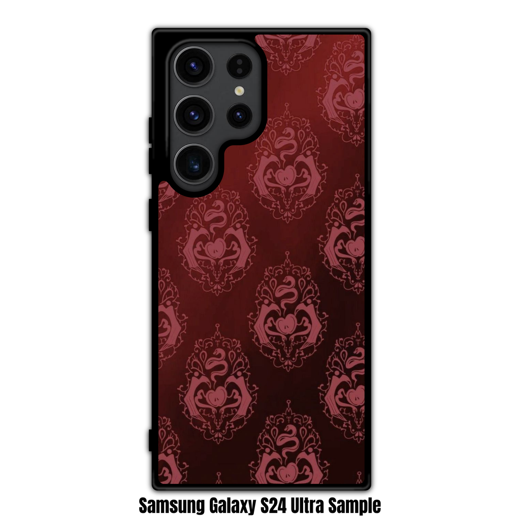 Hazbin Hotel Lucifer Phone Case For iPhone Samsung Galaxy Pixel - Lucifer Morningstar Royal Crest Pattern On Red Background