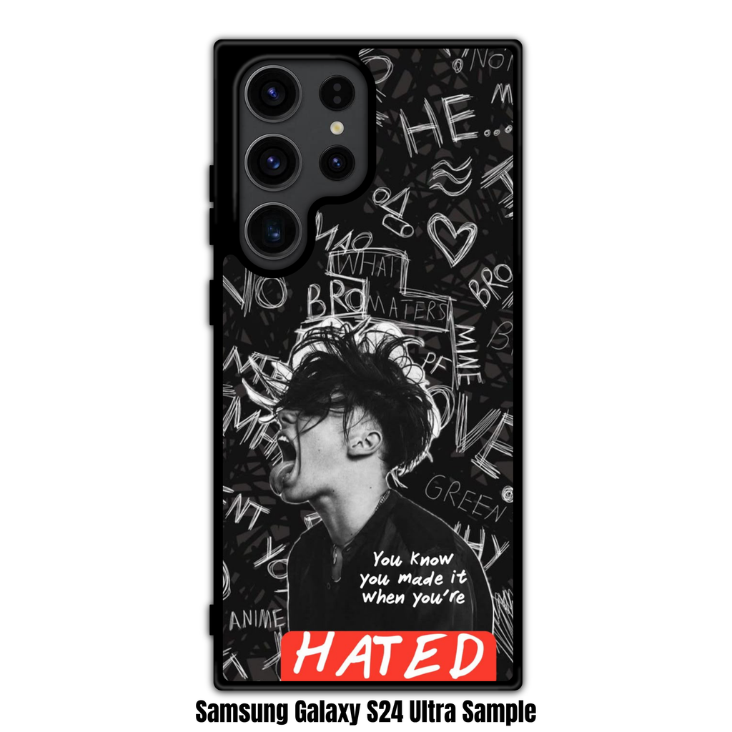 Yungblud Phone Case For iPhone Samsung Galaxy Pixel - Yungblud Portrait Overlay On Chalkboard Doodle Graffiti Background