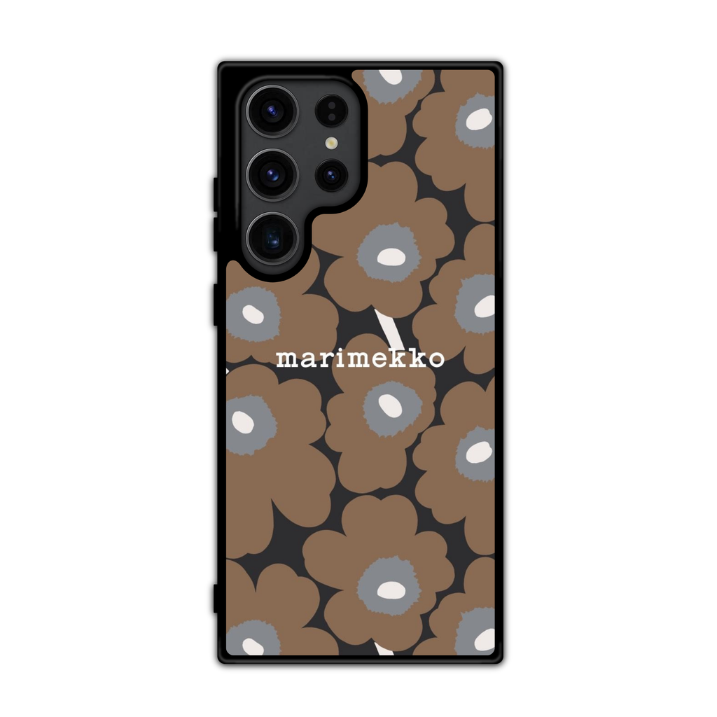 Marimekko Phone Case For iPhone Samsung Galaxy Pixel - Marimekko Unikko Brown Black And Grey Pattern