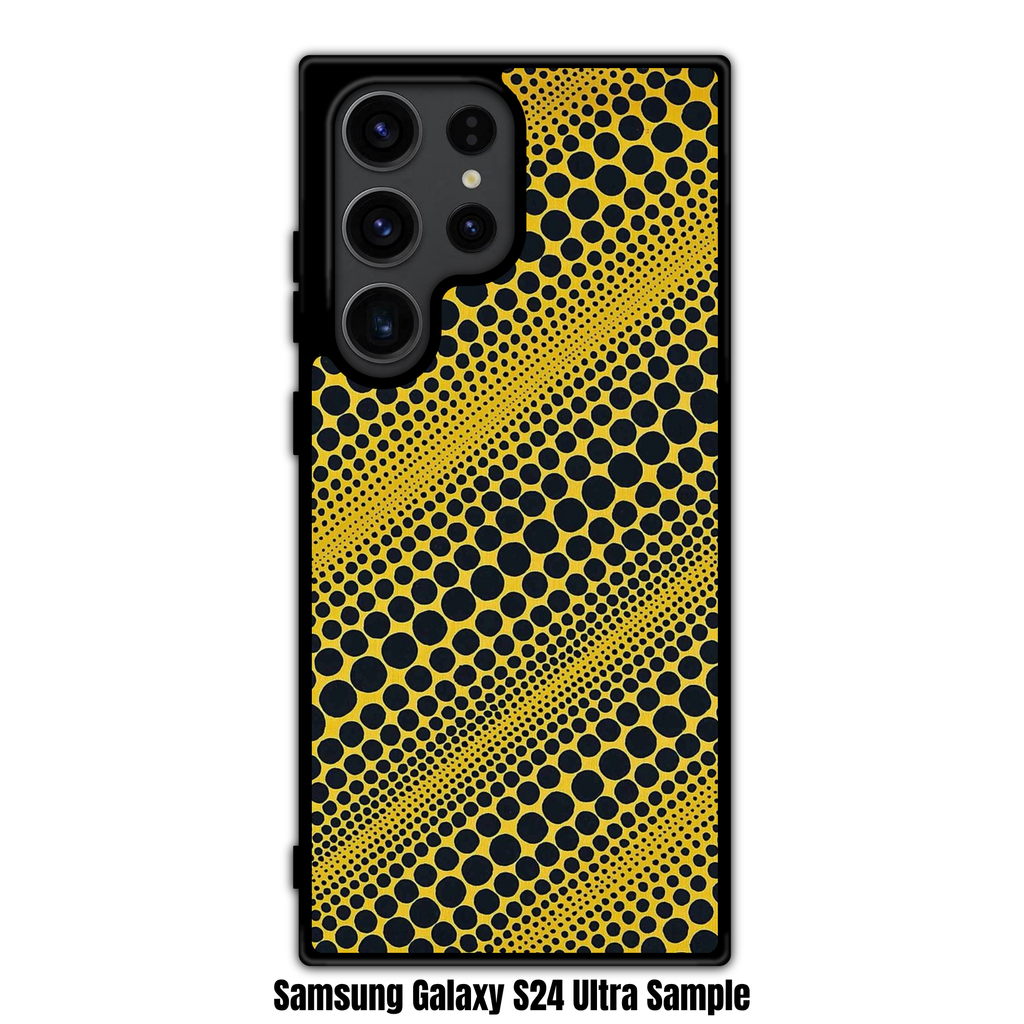Yayoi Kusama Phone Case For iPhone Samsung Galaxy Pixel - Black Polka Dots On Yellow Background Pattern