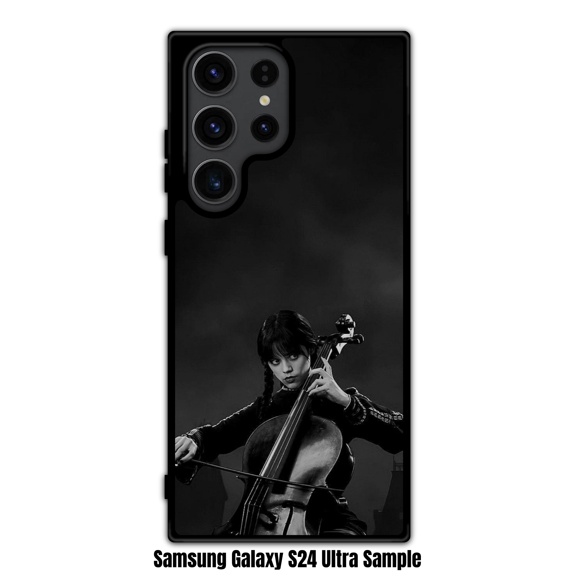 Wednesday Phone Case For iPhone Samsung Galaxy Pixel - Wednesday Addams Playing Cello On Dark Cloudy Background