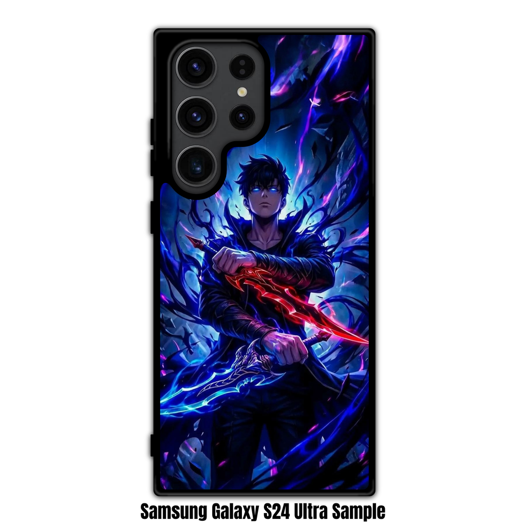 Solo Leveling Sung Jin woo Phone Case For iPhone Samsung Galaxy Pixel - Sung Jin woo Holding Red and Blue Daggers On Black Background