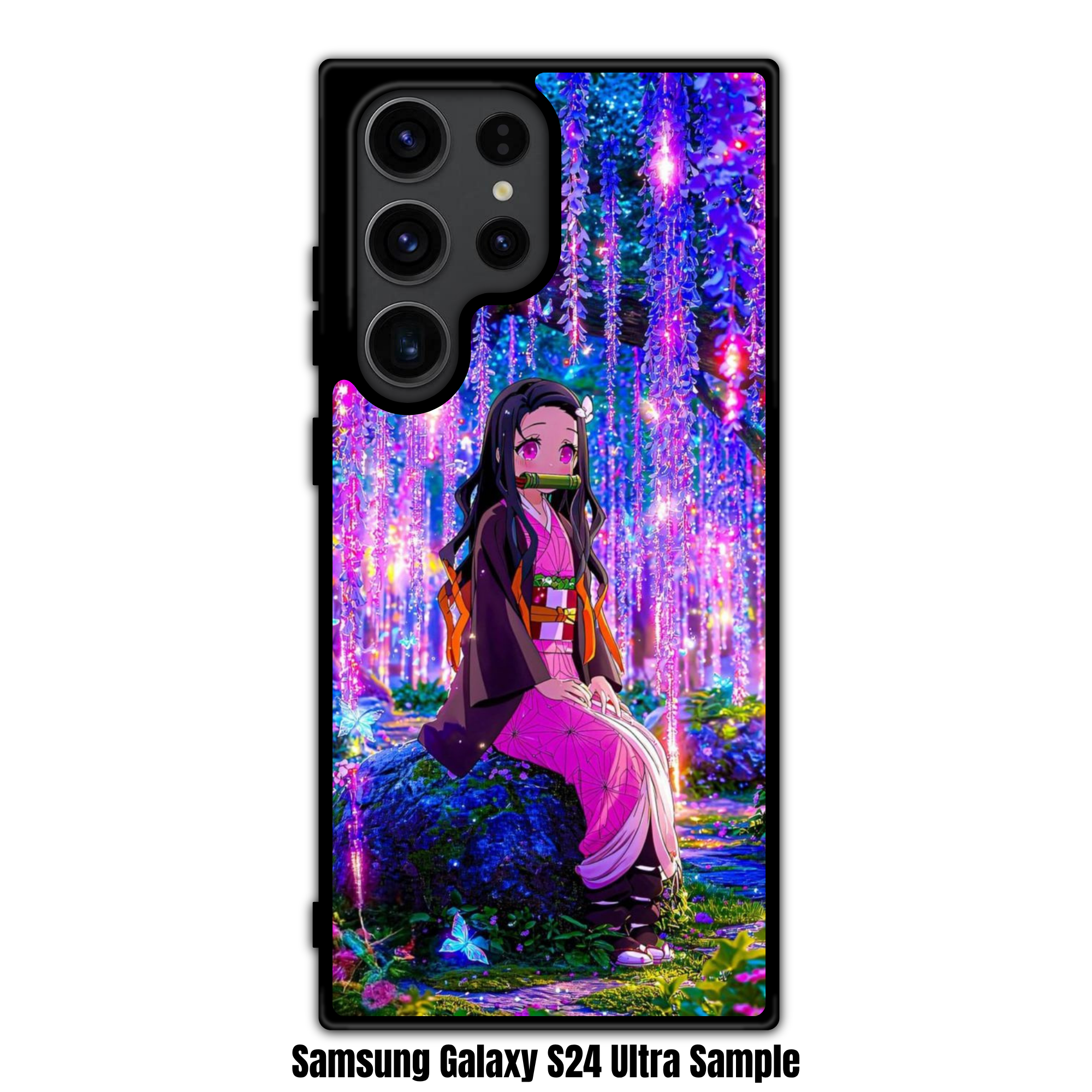 Demon Slayer Nezuko Phone Case For iPhone Samsung Galaxy Pixel - Nezuko Kamado Sitting Under The Glowing Wisteria Art