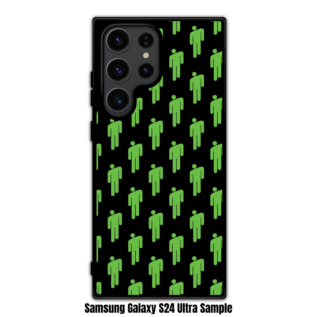 Billie Eilish Phone Case For iPhone Samsung Galaxy Pixel - Billie Eilish Repeating Lime Green Blohsh Logo Pattern On Black Background