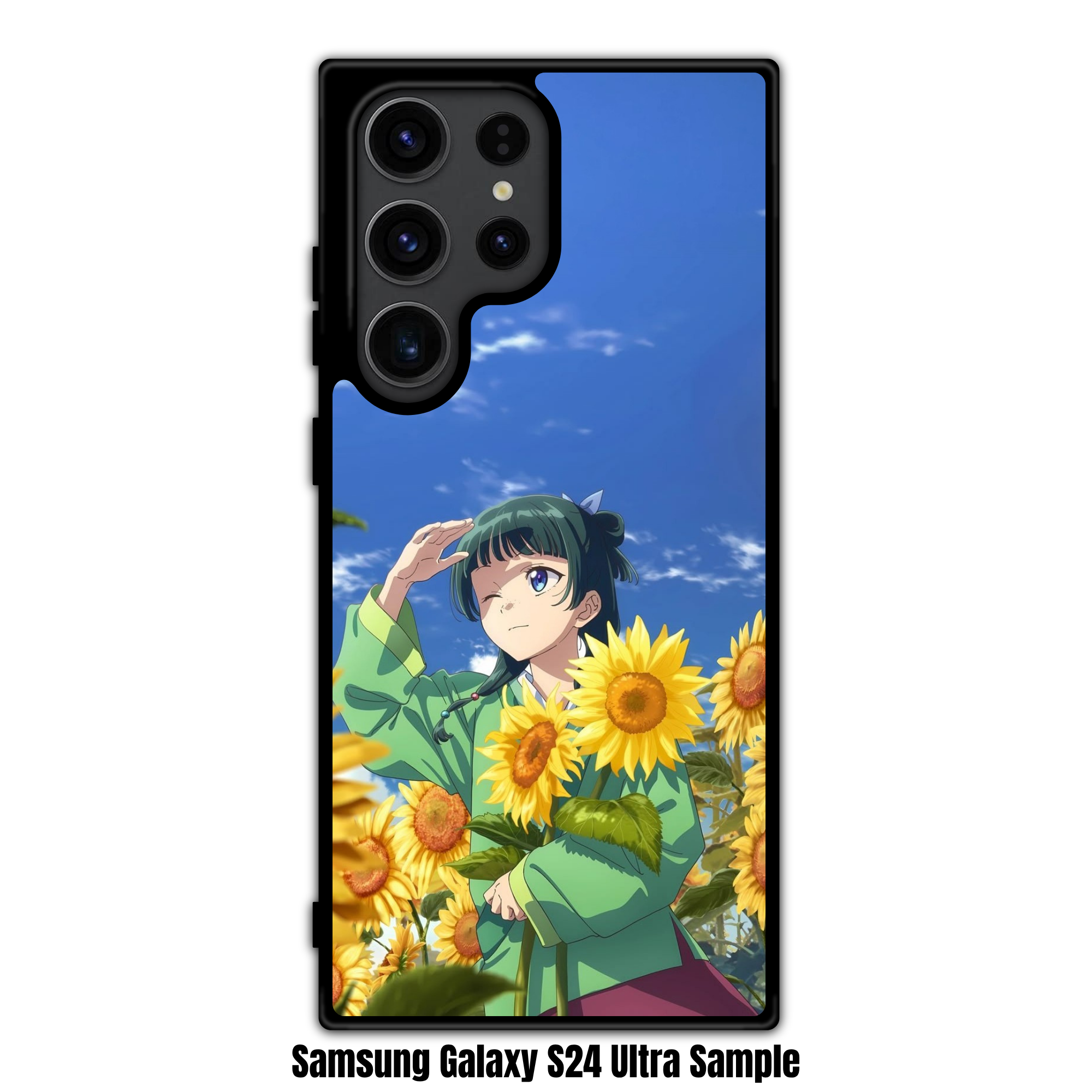 The Apothecary Diaries Maomao Phone Case For iPhone Samsung Galaxy Pixel - Maomao Holding Sunflowers Under A Clear Blue Sky Background