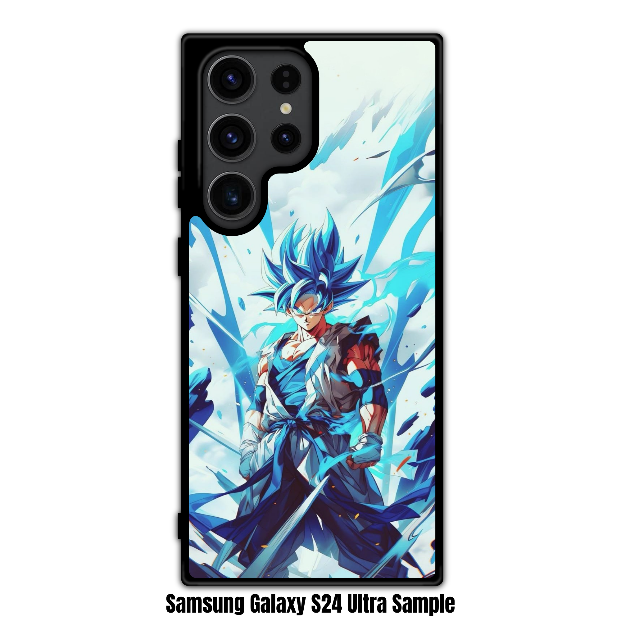 Dragon Ball Goku Phone Case For iPhone Samsung Galaxy Pixel - Super Saiyan Blue Son Goku Action Art With Swirling Blue Energy Waves On Bright Sky Background