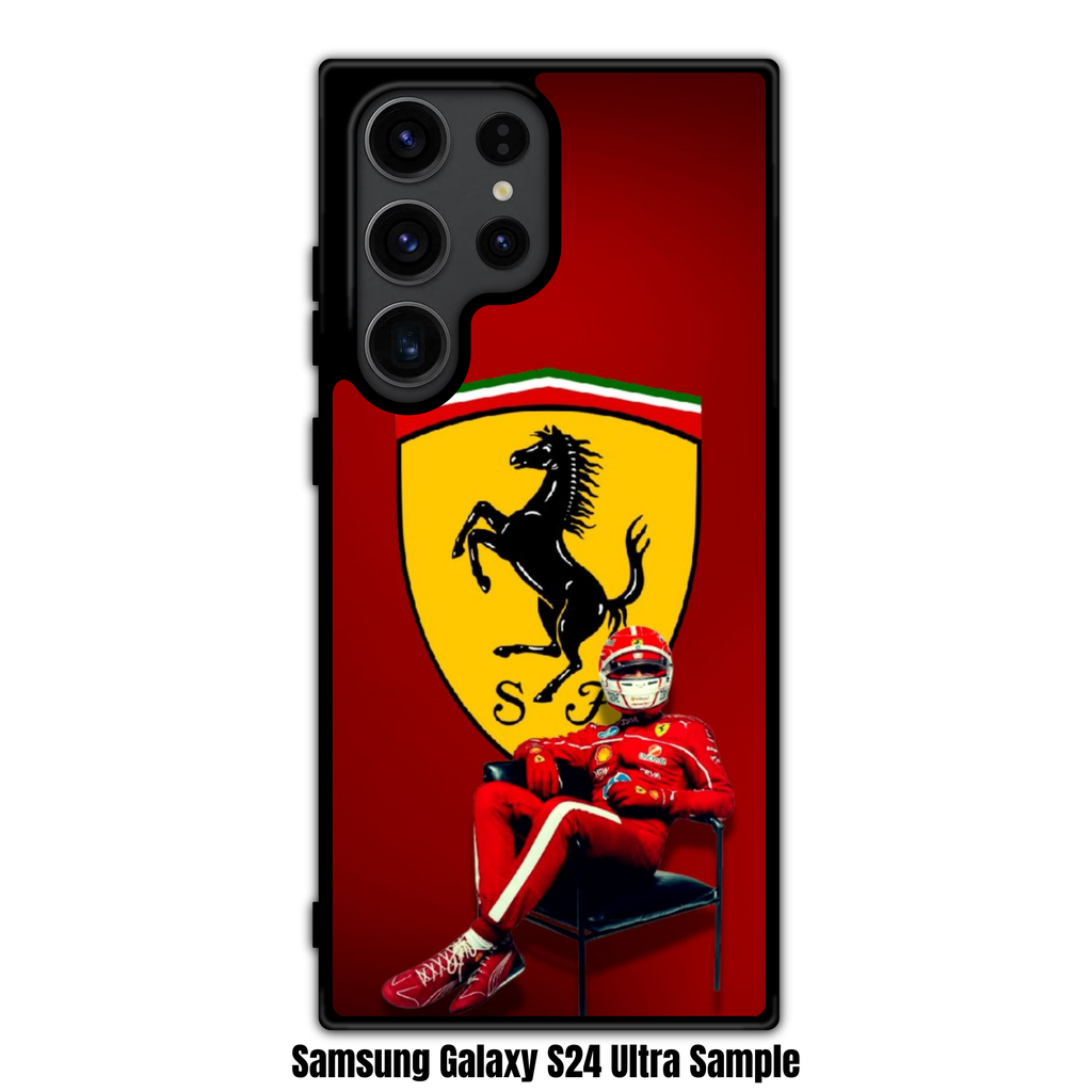 F1 Formula 1 Charles Leclerc Phone Case For iPhone Samsung Galaxy Pixel - Charles Leclerc And Ferrari Logo On Red Background