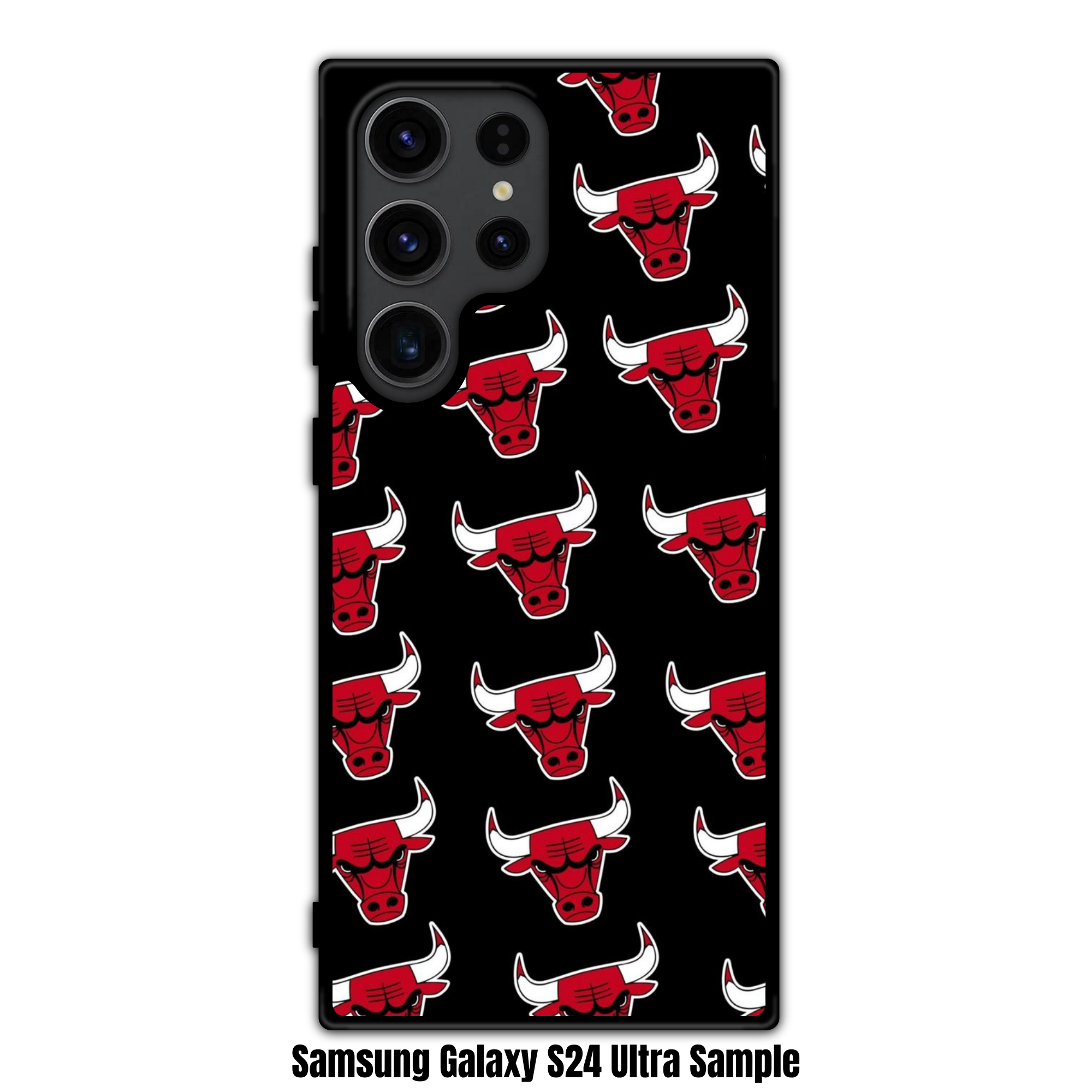 NBA Chicago Bulls Phone Case For iPhone Samsung Galaxy Pixel - Chicago Bulls Logo Pattern On Black Background