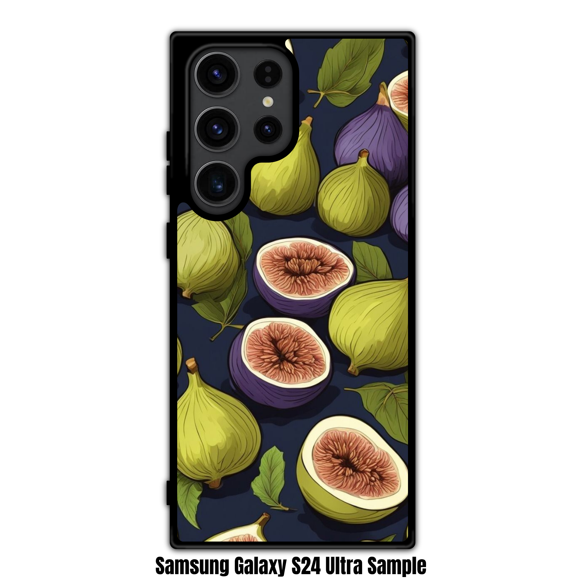 Fig Pattern Phone Case For iPhone Samsung Galaxy Pixel - Fig Botanical Pattern In Dark Navy Background