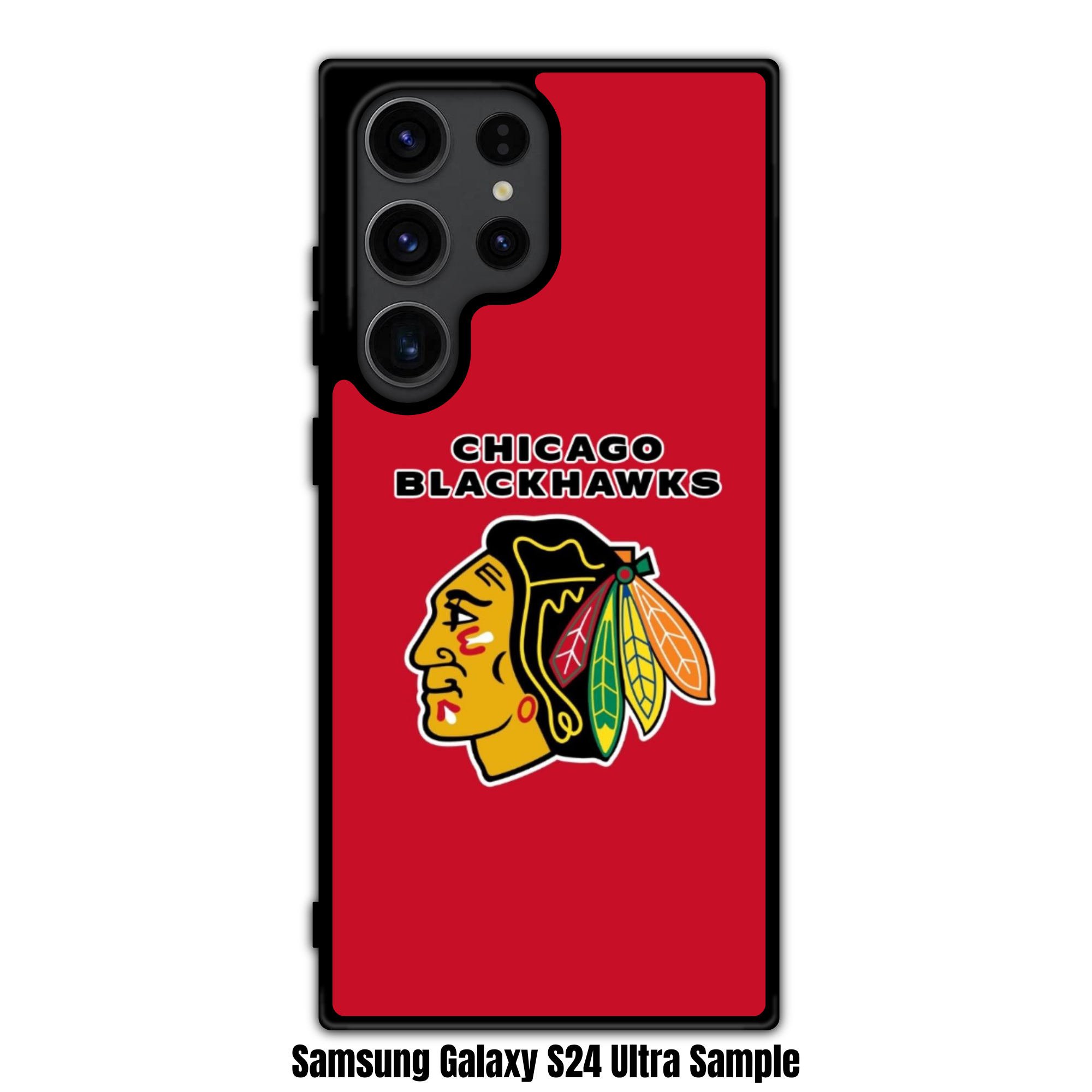 NHL Chicago Blackhawks Phone Case For iPhone Samsung Galaxy Pixel - Chicago Blackhawks Logo And Wordmark On Red Background
