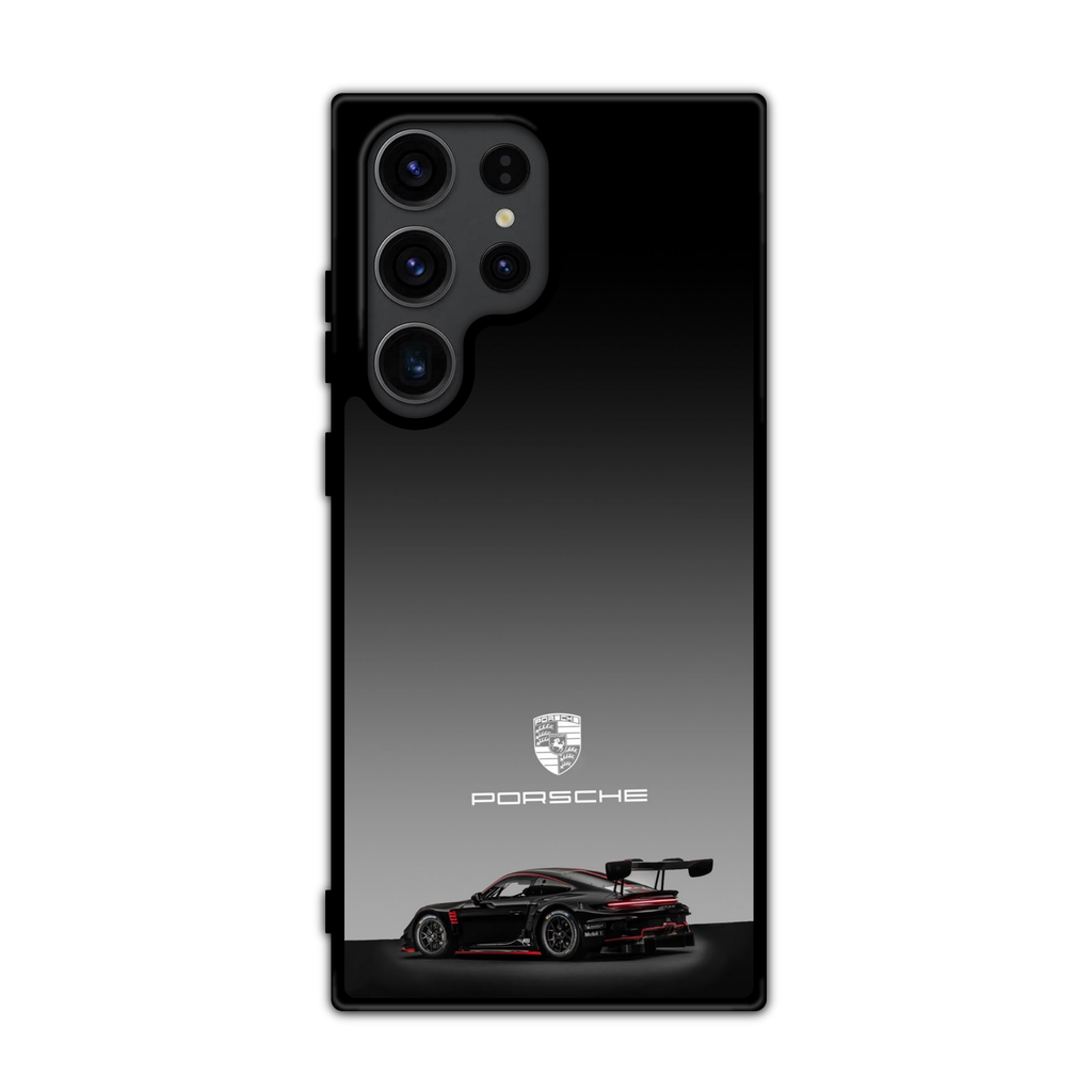 Porsche Phone Case For iPhone Samsung Galaxy Pixel - Porsche Logo And Porsche 911 GT3 R On Gradient Background