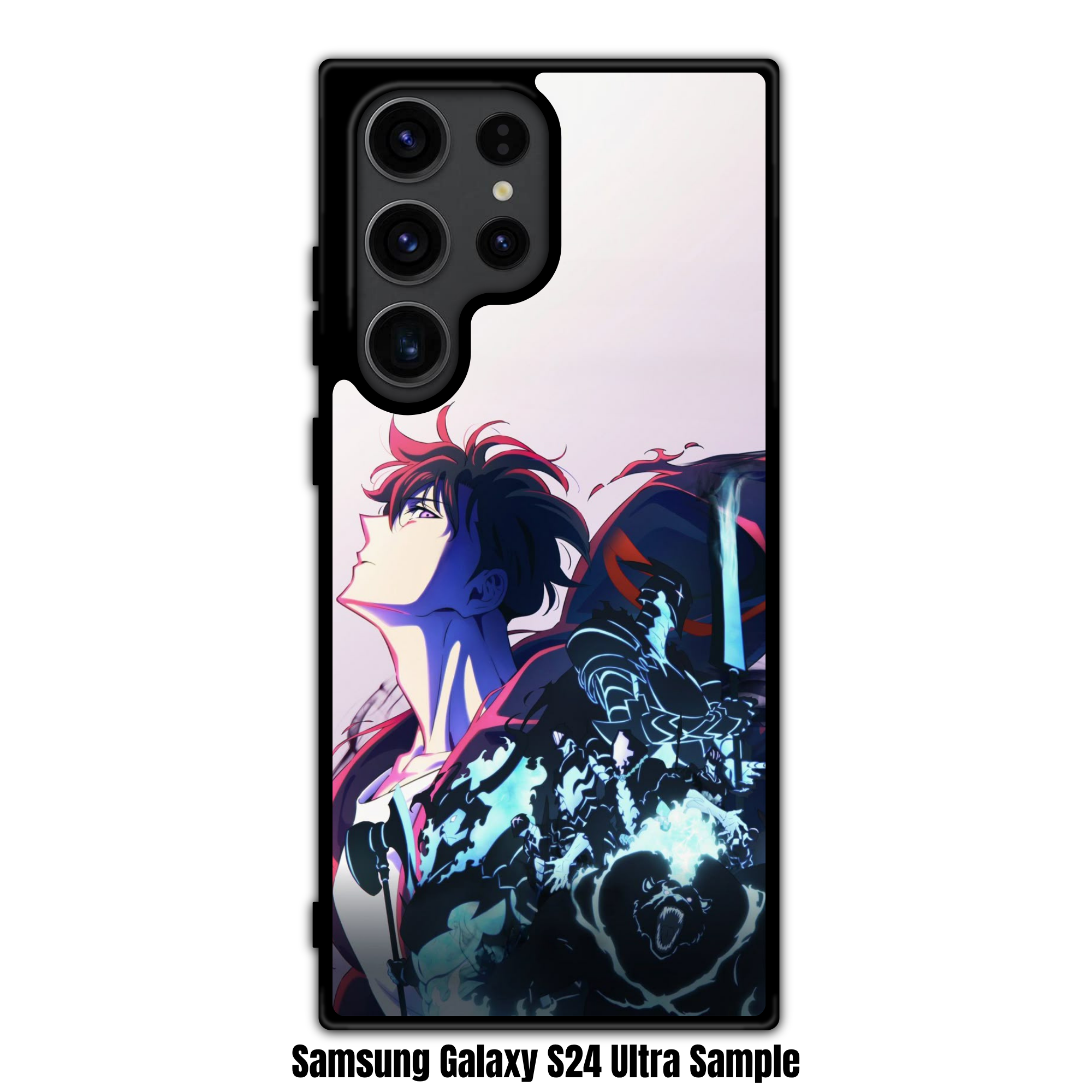 Solo Leveling Sung Jin woo Phone Case For iPhone Samsung Galaxy Pixel - Sung Jin woo Looking Up With Blue Shadow Soldiers On Light Purple Background