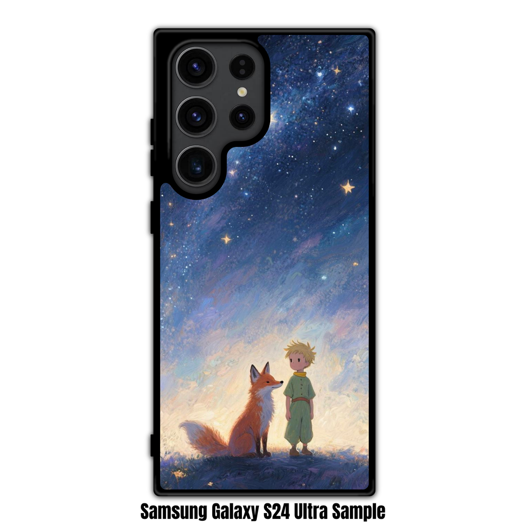 The Little Prince Phone Case For iPhone Samsung Galaxy Pixel - The Little Prince Standing With Fox Under Swirling Starry Sky Background