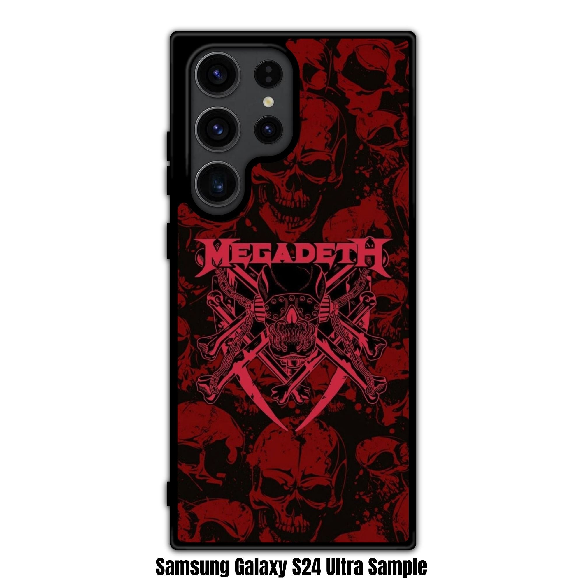 Megadeth Phone Case For iPhone Samsung Galaxy Pixel - Megadeth Vic Rattlehead Logo On Red Skull Background