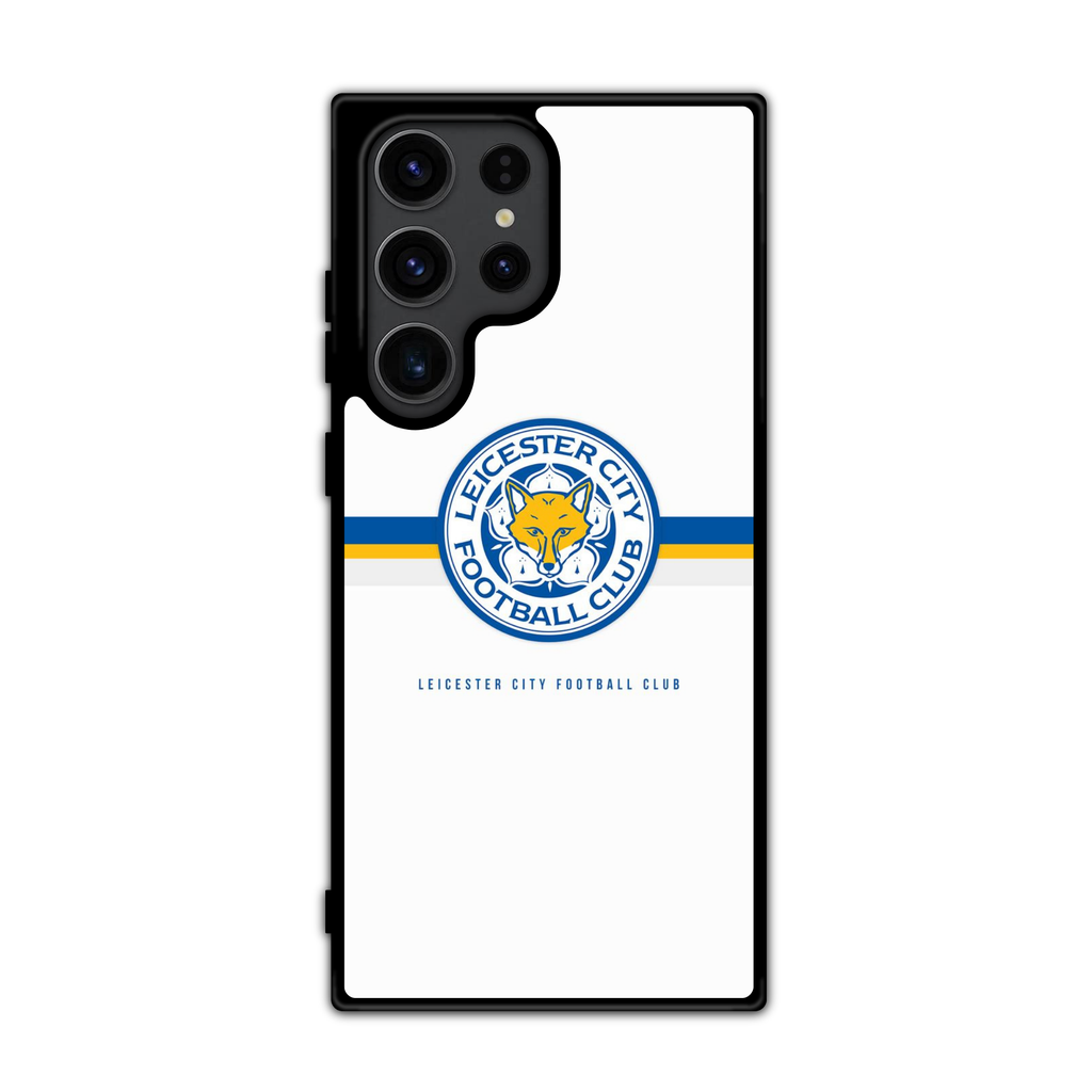 Leicester City FC Phone Case For iPhone Samsung Galaxy Pixel - Leicester City FC Crest On White Background With Blue And Gold Horizontal Stripes