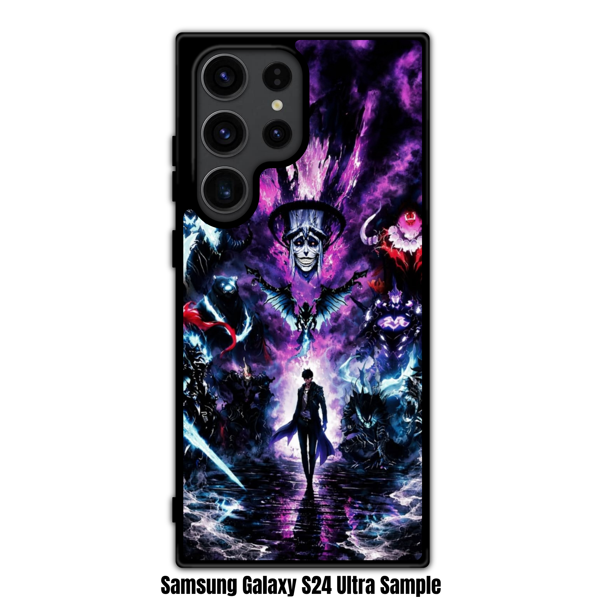Solo Leveling Sung Jin woo Phone Case For iPhone Samsung Galaxy Pixel - Sung Jin woo Walking Forward Surrounded By Shadow Soldiers On Dark Purple Smoke Background