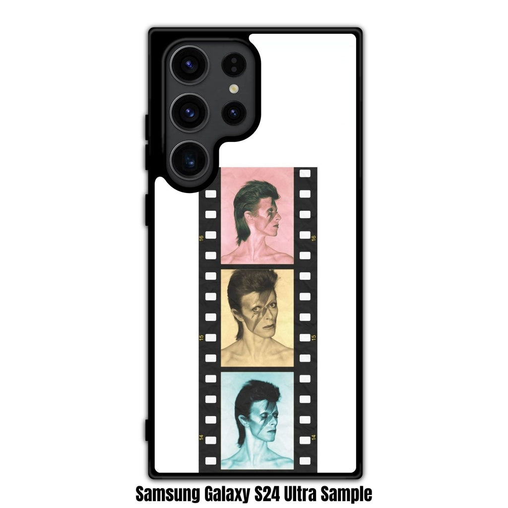 David Bowie Phone Case For iPhone Samsung Galaxy Pixel - David Bowie Aladdin Sane Film Strip On White Background