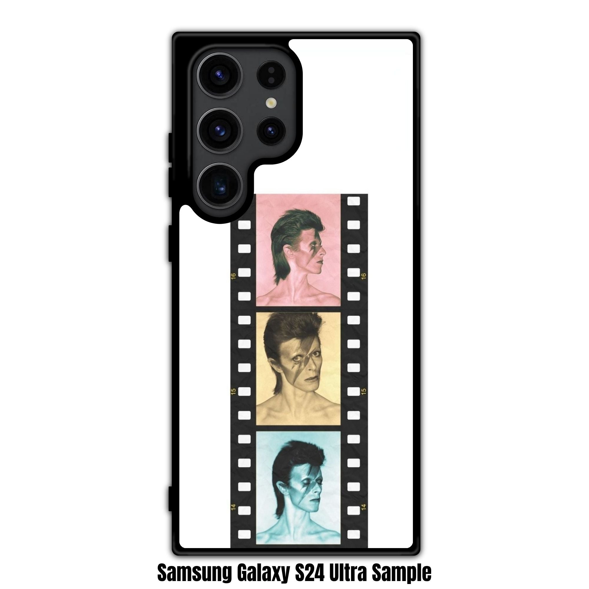 David Bowie Phone Case For iPhone Samsung Galaxy Pixel - David Bowie Aladdin Sane Film Strip On White Background