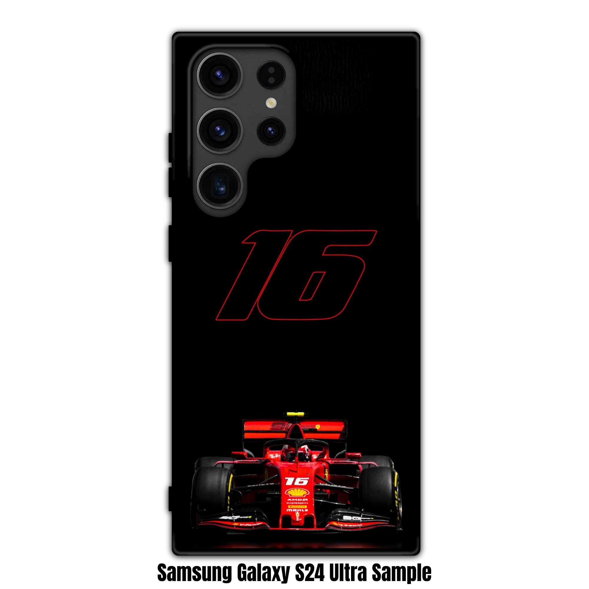 F1 Formula 1 Charles Leclerc Phone Case For iPhone Samsung Galaxy Pixel - Charles Leclerc Car And Outlined Number On Black Background