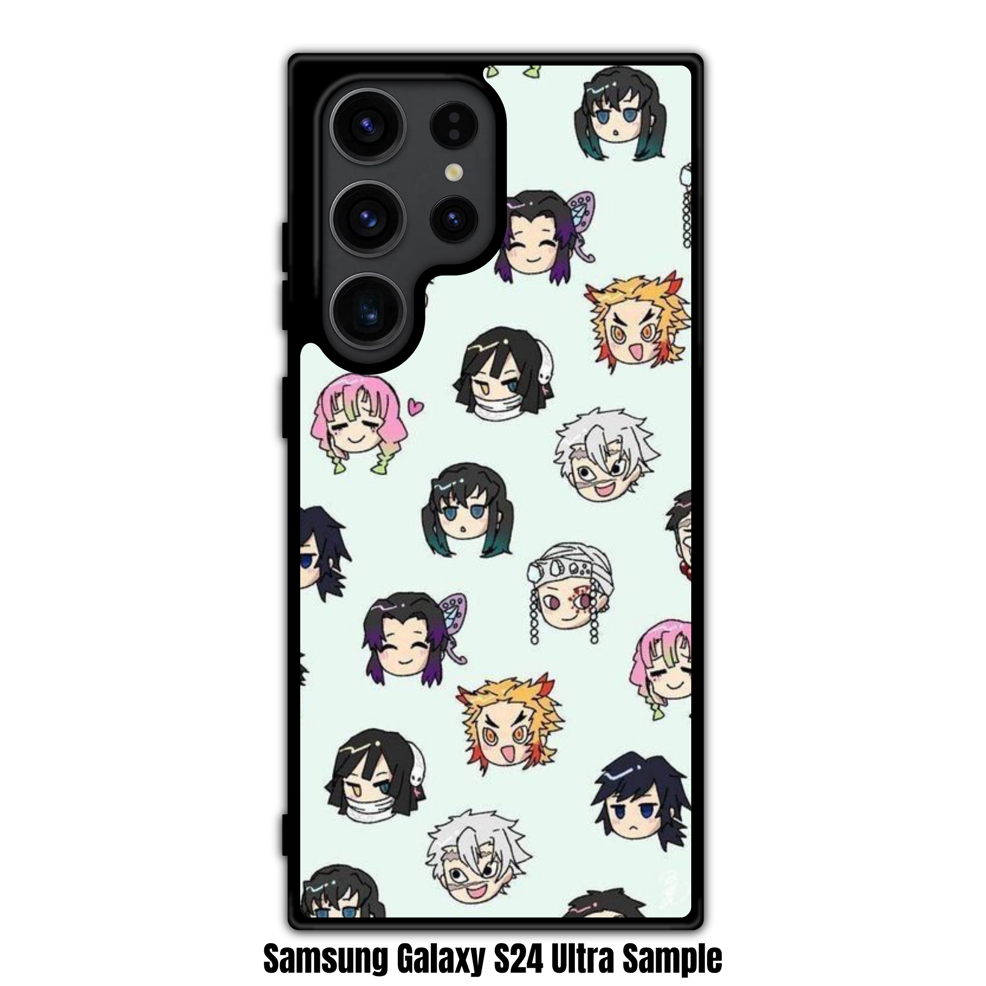 Demon Slayer Phone Case For iPhone Samsung Galaxy Pixel - Demon Slayer Hashira Chibi Pattern On Light Teal Background