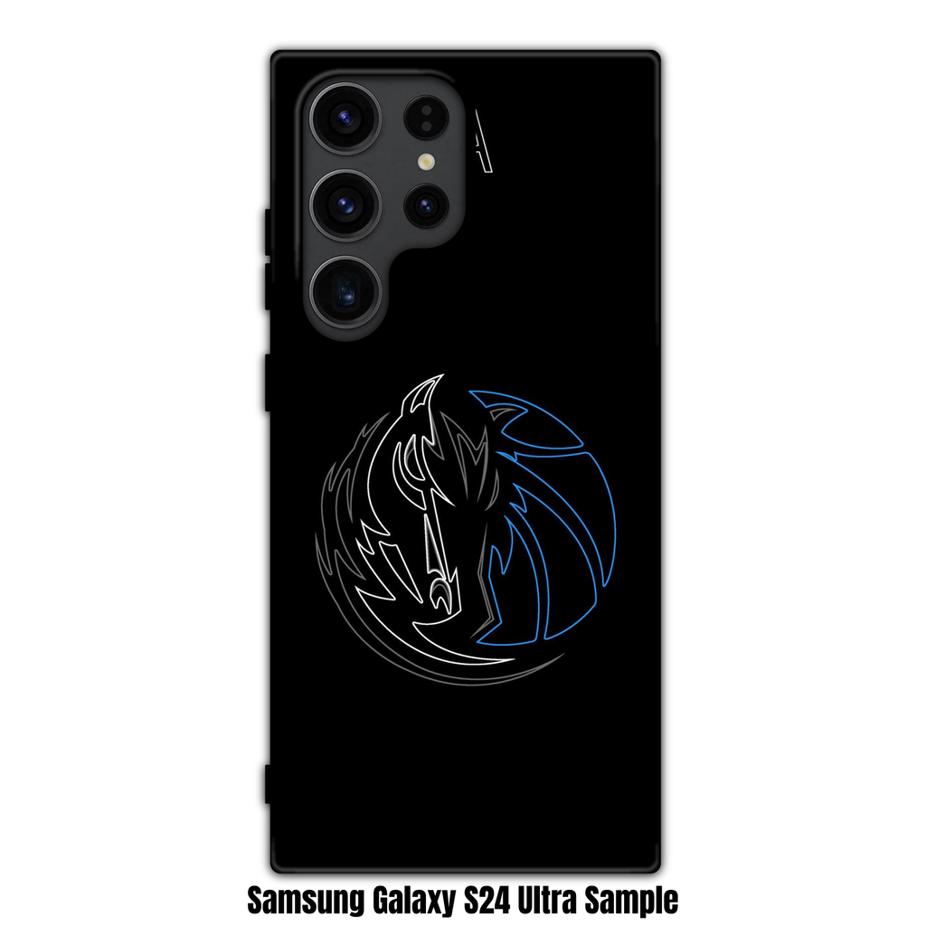 NBA Dallas Mavericks Phone Case For iPhone Samsung Galaxy Pixel - Dallas Mavericks Neon Horse Logo On Black Background