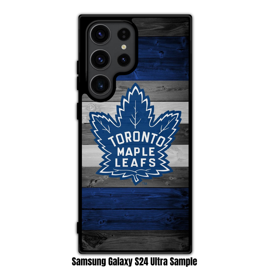 NHL Toronto Maple Leafs Phone Case For iPhone Samsung Galaxy Pixel - Toronto Maple Leafs Logo On Blue And White Wood Grain Background