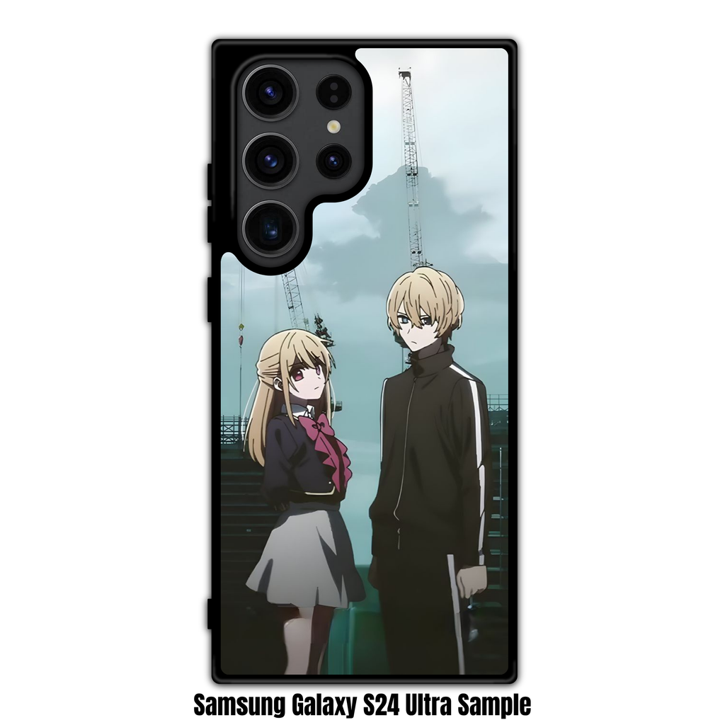 Oshi No Ko Phone Case For iPhone Samsung Galaxy Pixel - Aqua And Ruby Under Industrial Cranes