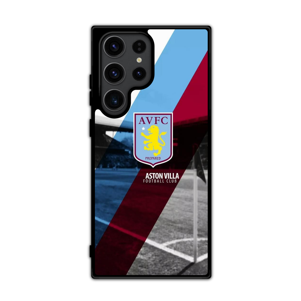Aston Villa FC Phone Case For iPhone Samsung Galaxy Pixel - Aston Villa FC Crest Diagonal Stripe Villa Park Poster