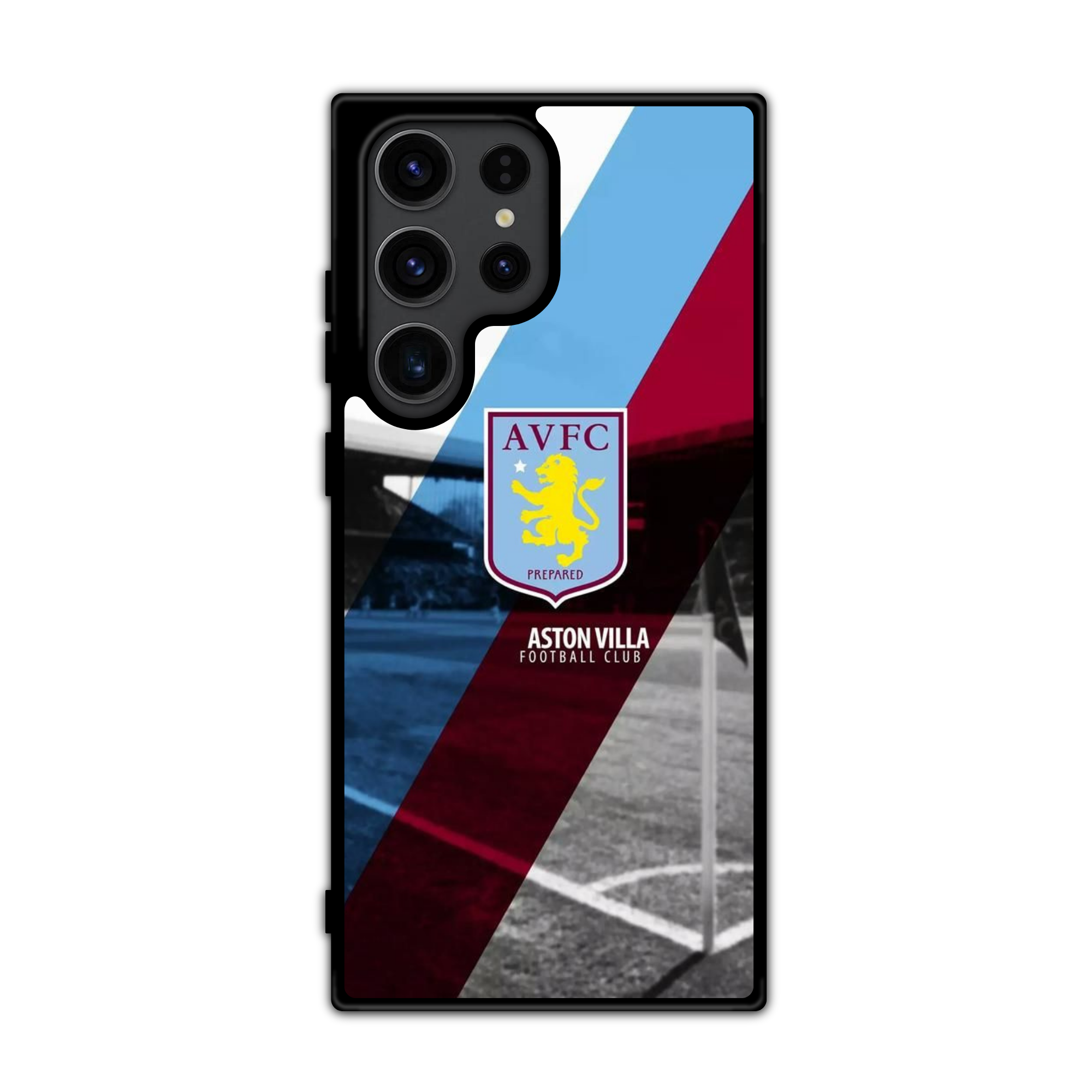 Aston Villa FC Phone Case For iPhone Samsung Galaxy Pixel - Aston Villa FC Crest Diagonal Stripe Villa Park Poster