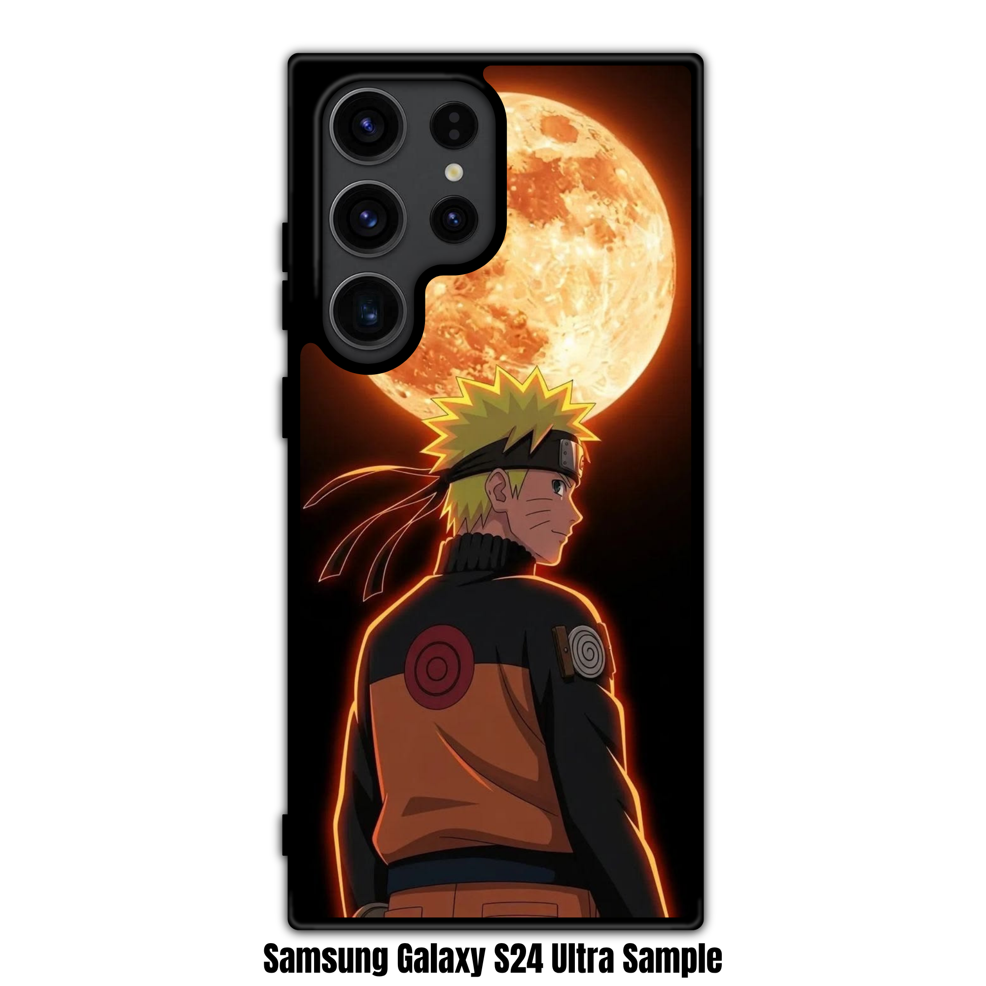 Naruto Phone Case For iPhone Samsung Galaxy Pixel - Naruto Uzumaki Looking Back Under A Large Glowing Orange Moon