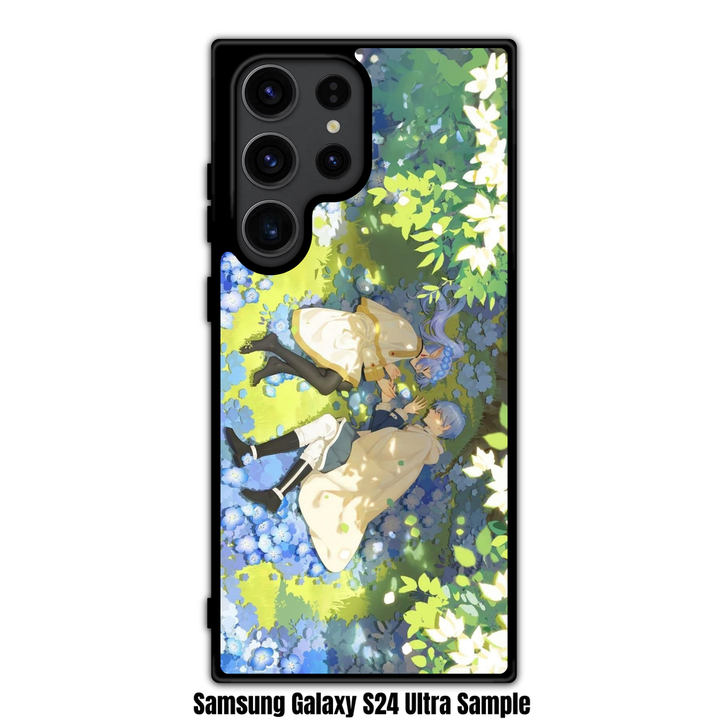 Frieren Beyond Journeys End Phone Case For iPhone Samsung Galaxy Pixel - Frieren And Himmel Lying In Blue Flower Field
