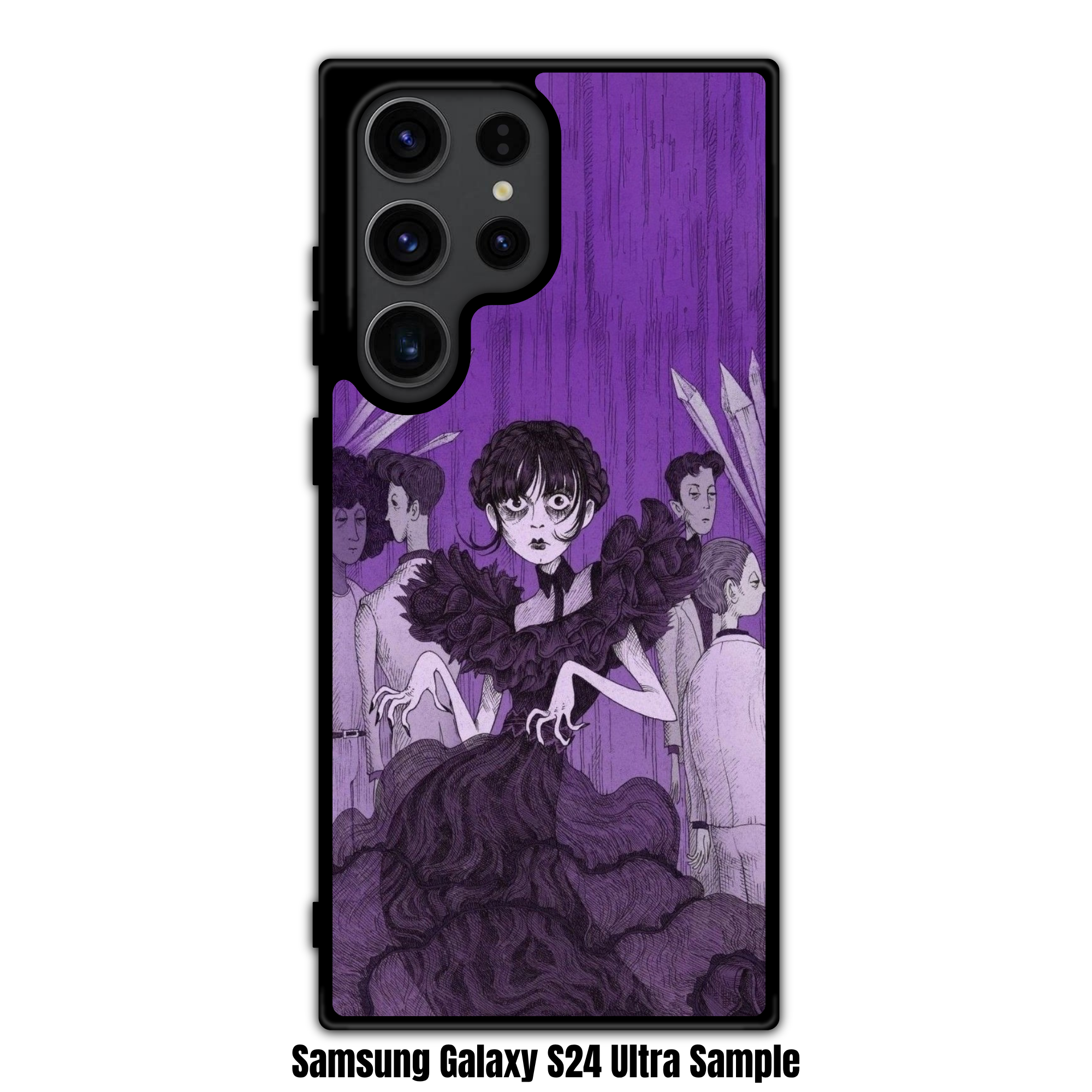 Wednesday Phone Case For iPhone Samsung Galaxy Pixel - Wednesday Addams Dancing In Black Dress On Purple Background
