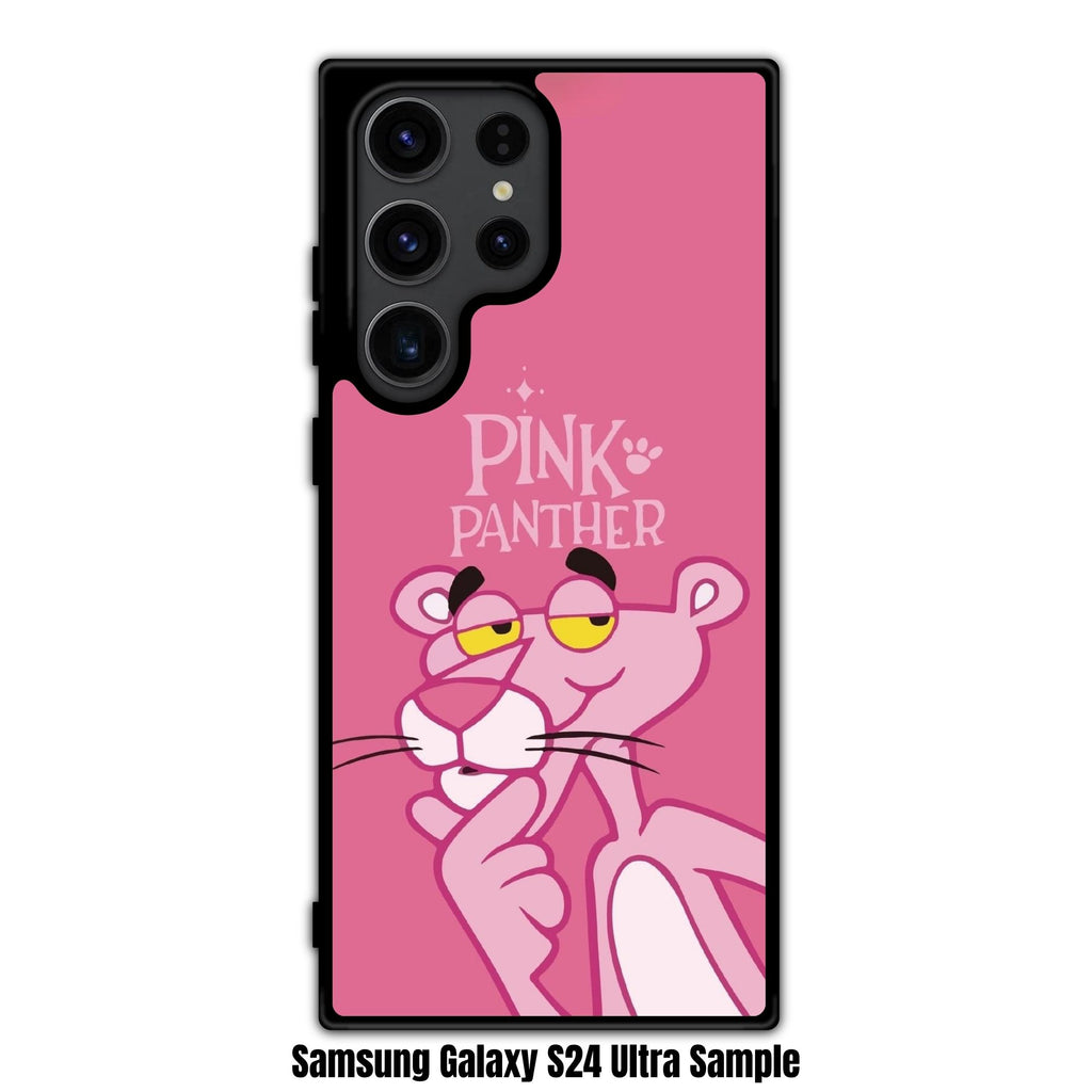 Pink Panther Phone Case For iPhone Samsung Galaxy Pixel - Pink Panther Thinking Under Logo In Pink Background