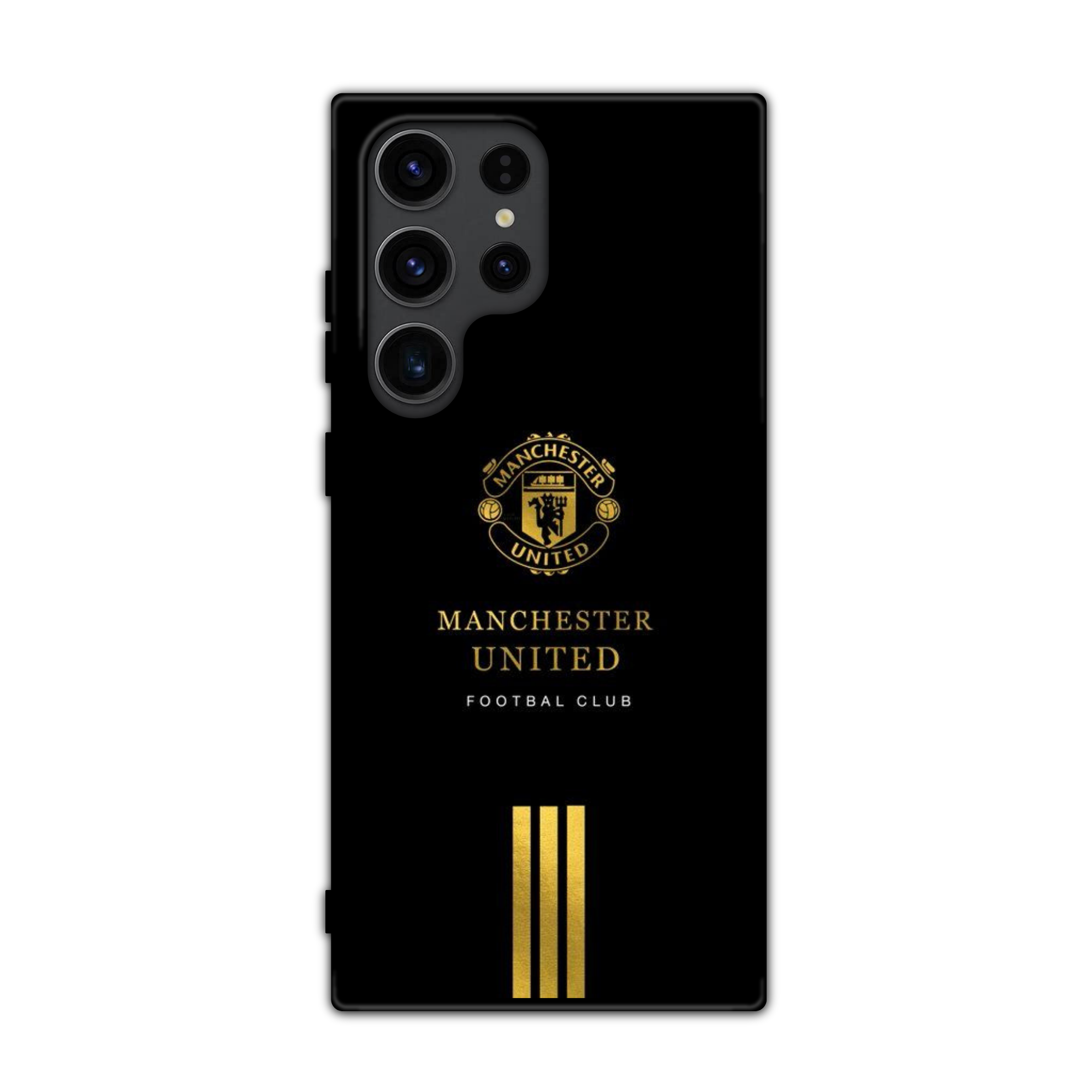 Manchester United FC Phone Case For iPhone Samsung Galaxy Pixel - Manchester United FC Metallic Gold Crest On Black Background