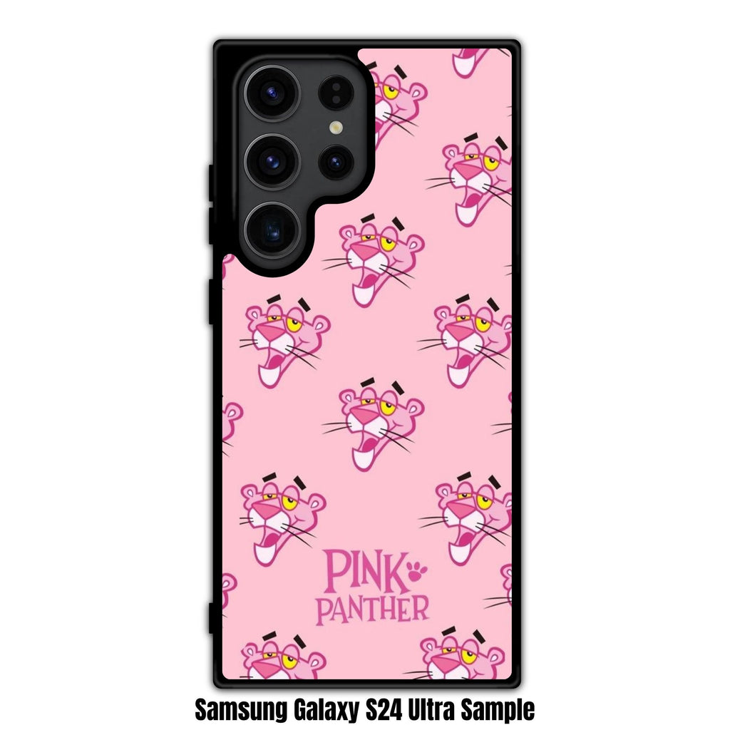 Pink Panther Phone Case For iPhone Samsung Galaxy Pixel - Pink Panther Faces Pattern In Pink Background