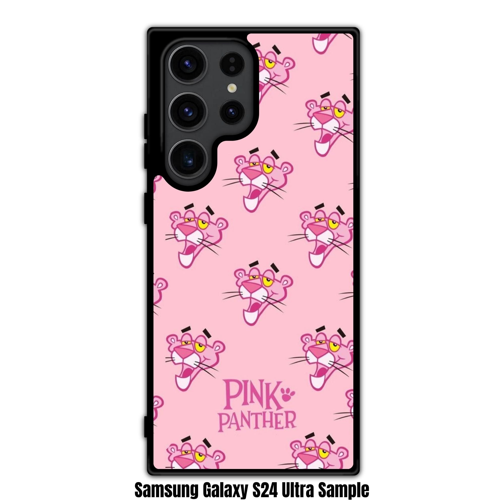 Pink Panther Phone Case For iPhone Samsung Galaxy Pixel - Pink Panther Faces Pattern In Pink Background