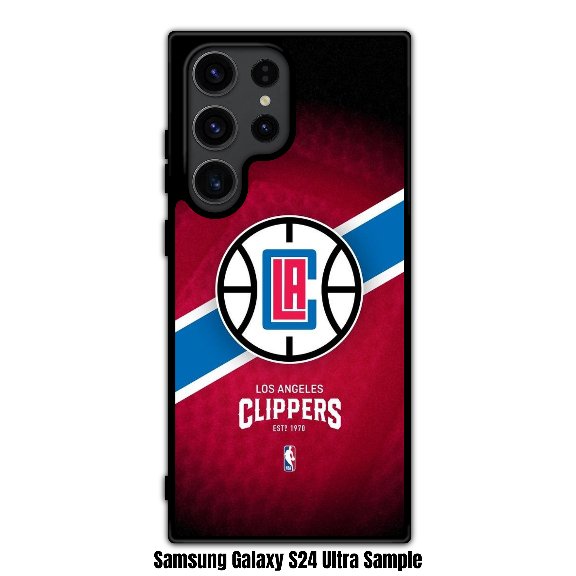 NBA Los Angeles Clippers Phone Case For iPhone Samsung Galaxy Pixel - Los Angeles Clippers Logo And Diagonal Stripe On Textured Red Background