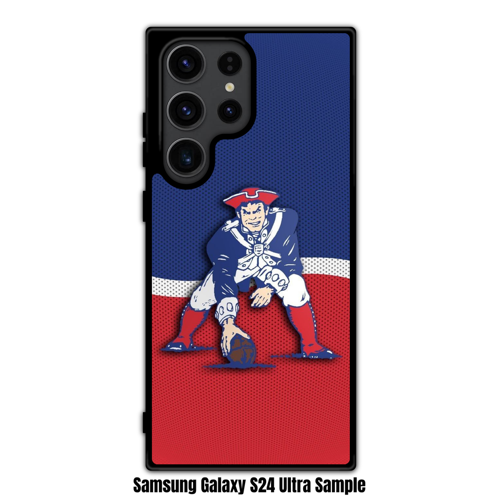 NFL New England Patriots Phone Case For iPhone Samsung Galaxy Pixel - New England Patriots Retro Pat Patriot Logo On Red And Navy Mesh Background