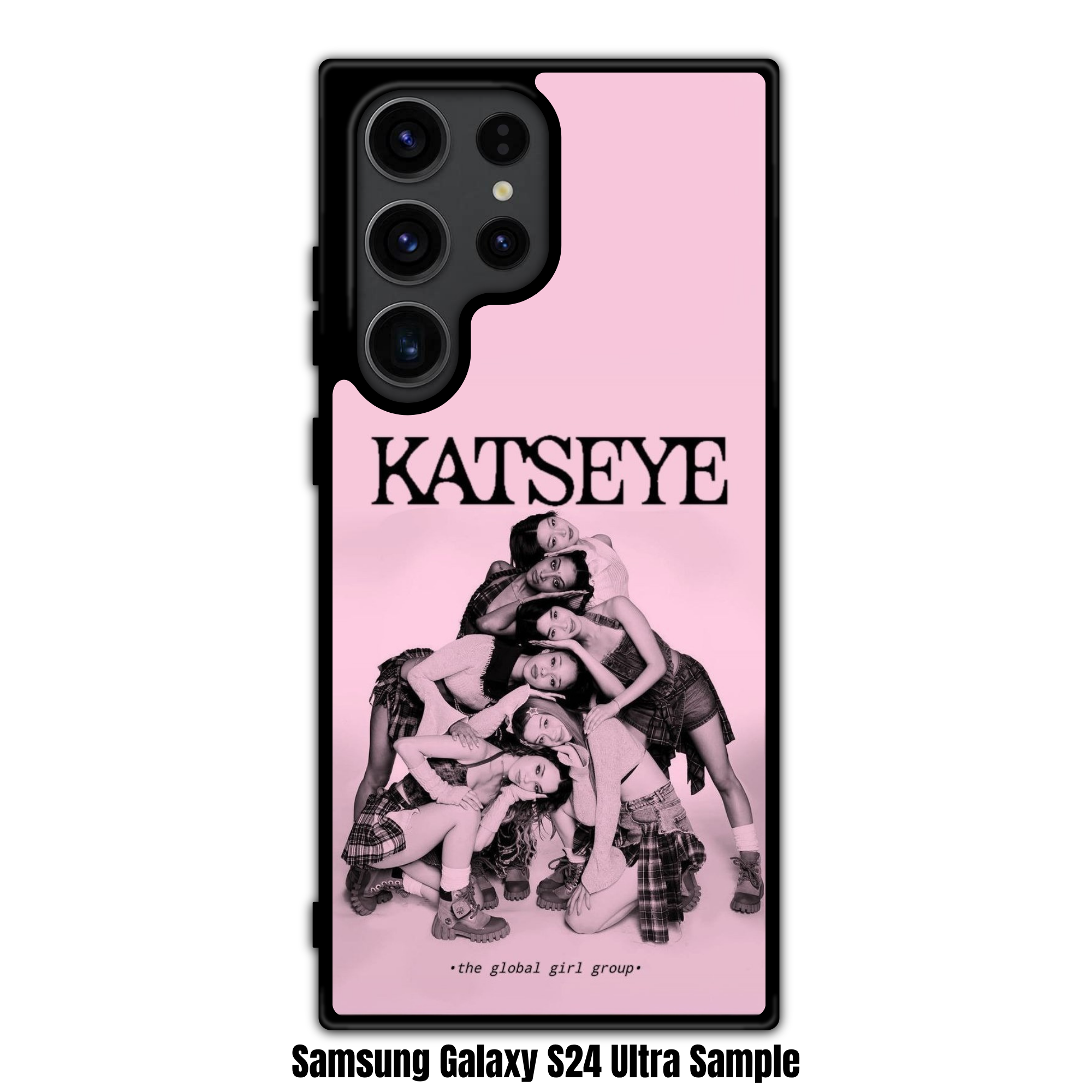 Katseye Phone Case For iPhone Samsung Galaxy Pixel - Katseye Members Stacked Monochromatic Portrait On Pastel Pink Background